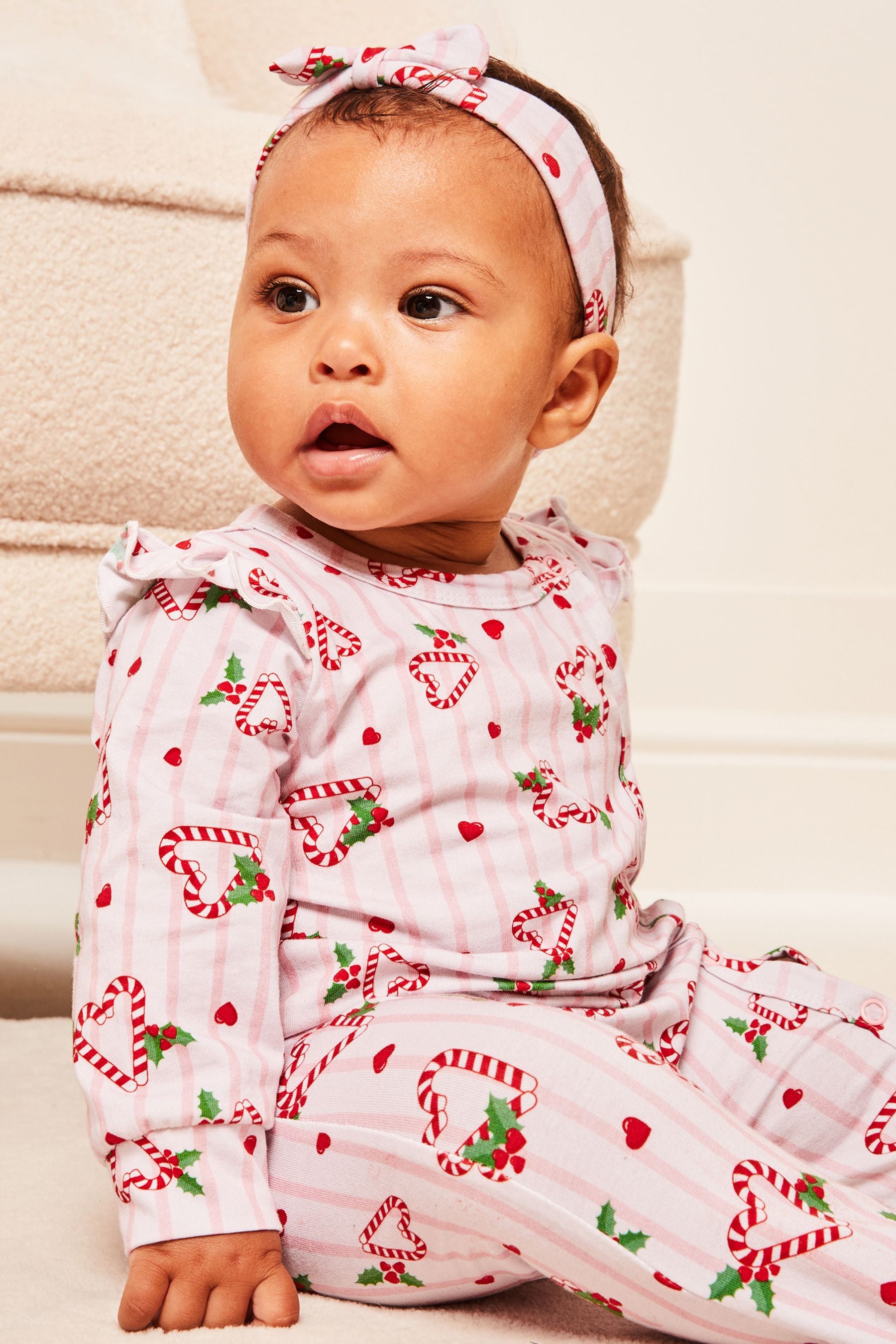 Pink Lipsy Christmas Sleepsuit - Baby