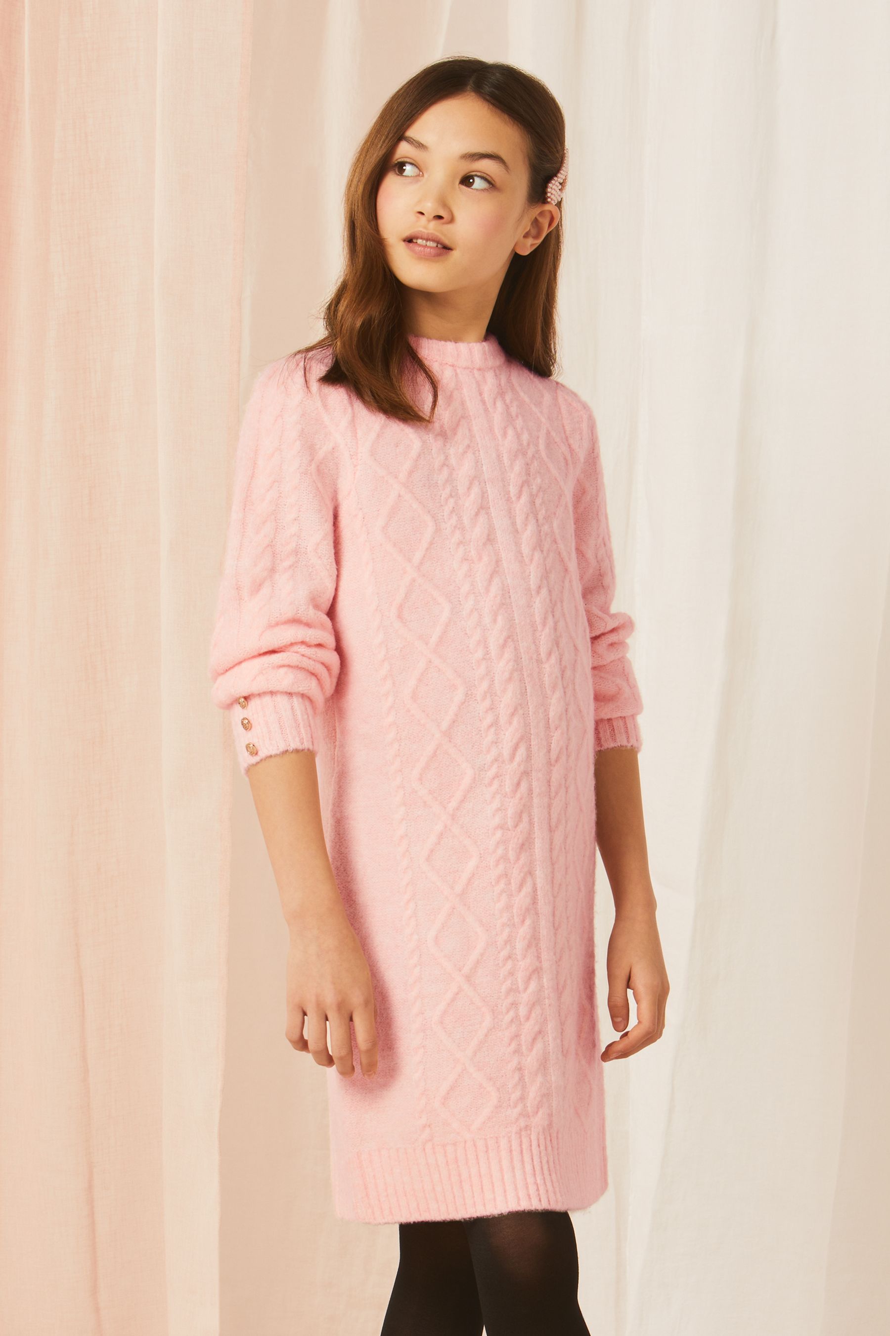 Pink Lipsy Cable Jumper Dress