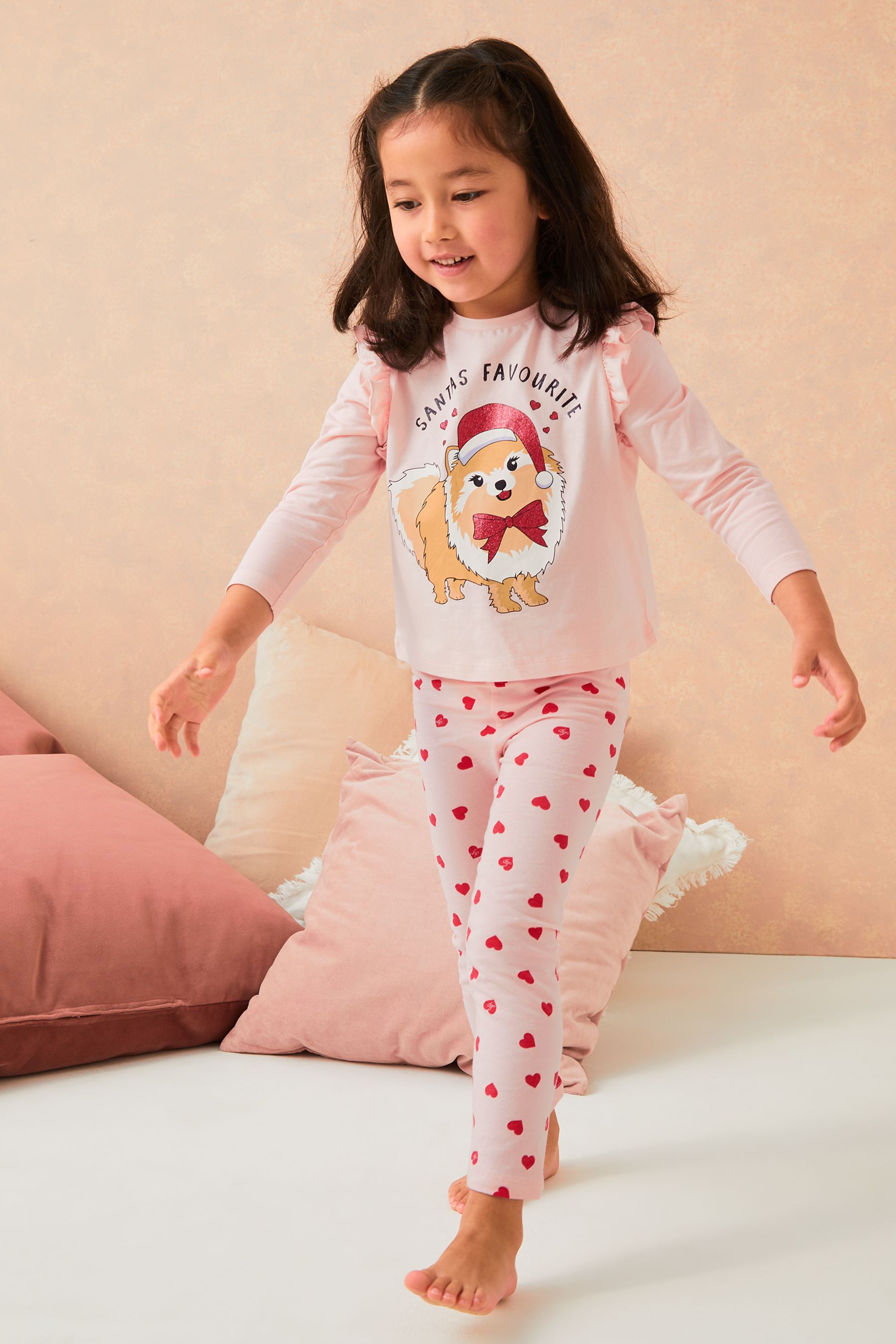 Pink Lipsy Mini Jersey Christmas Pyjamas