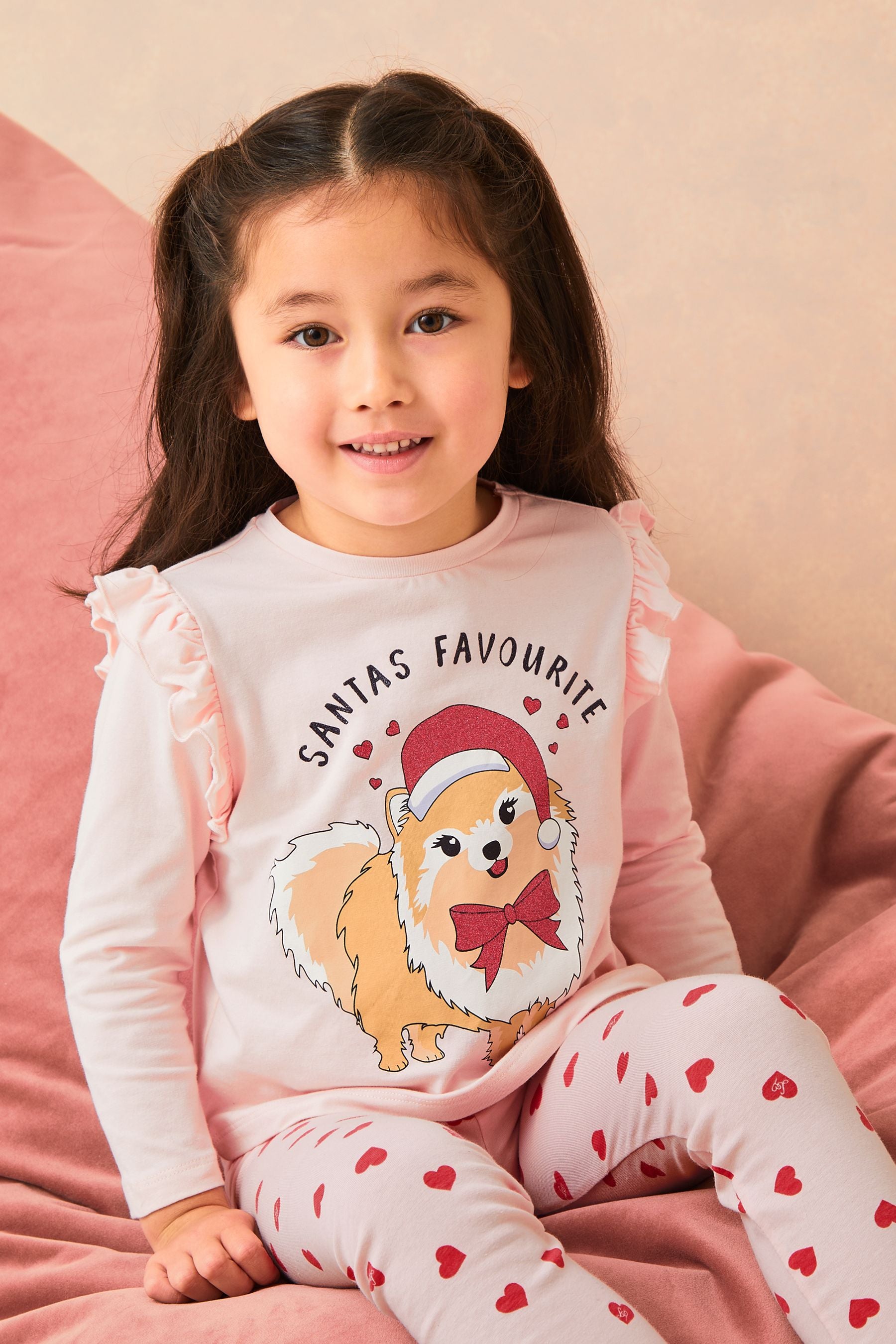 Pink Lipsy Mini Jersey Christmas Pyjamas