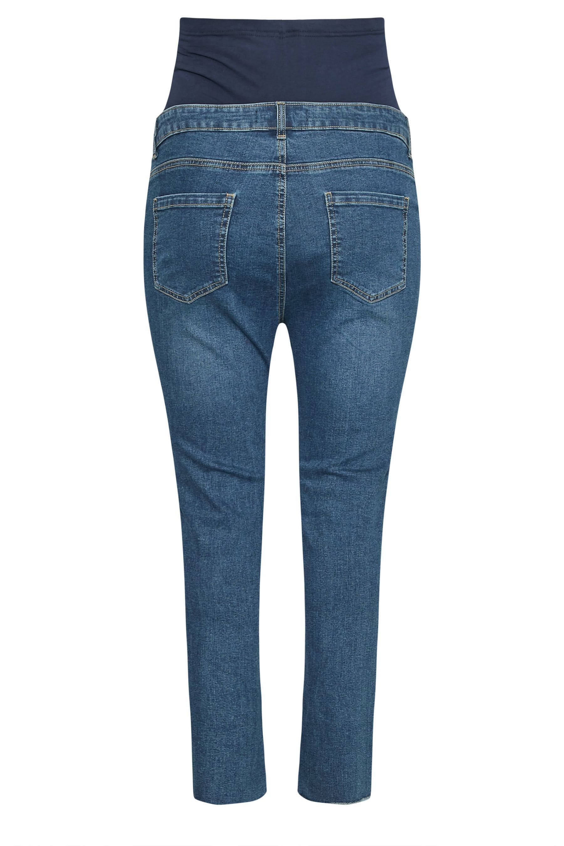 Blue Yours Curve Maternity Straight Leg Frayed Jeans