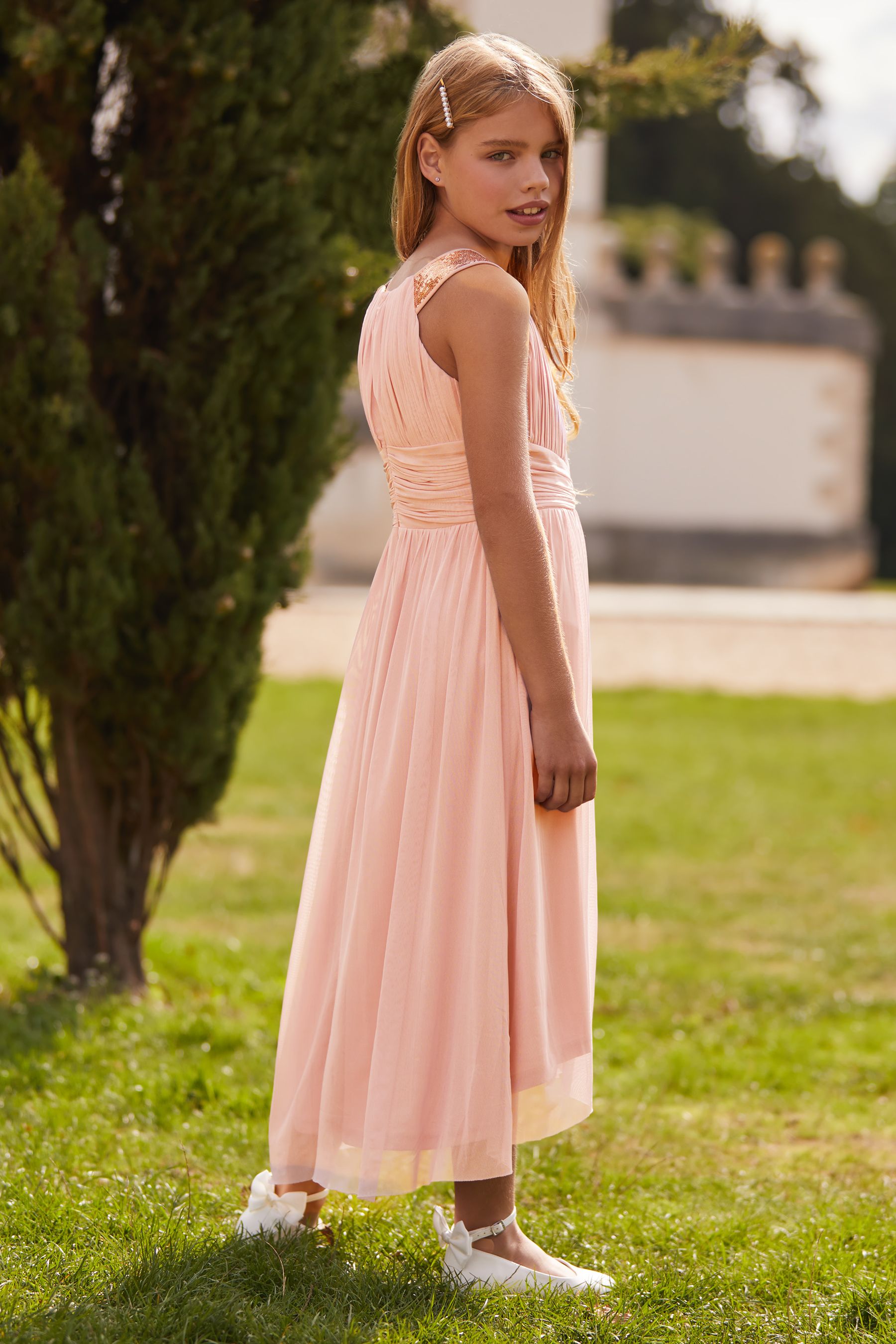 Pink Lipsy Embellished Strap Midi Occasion Dress