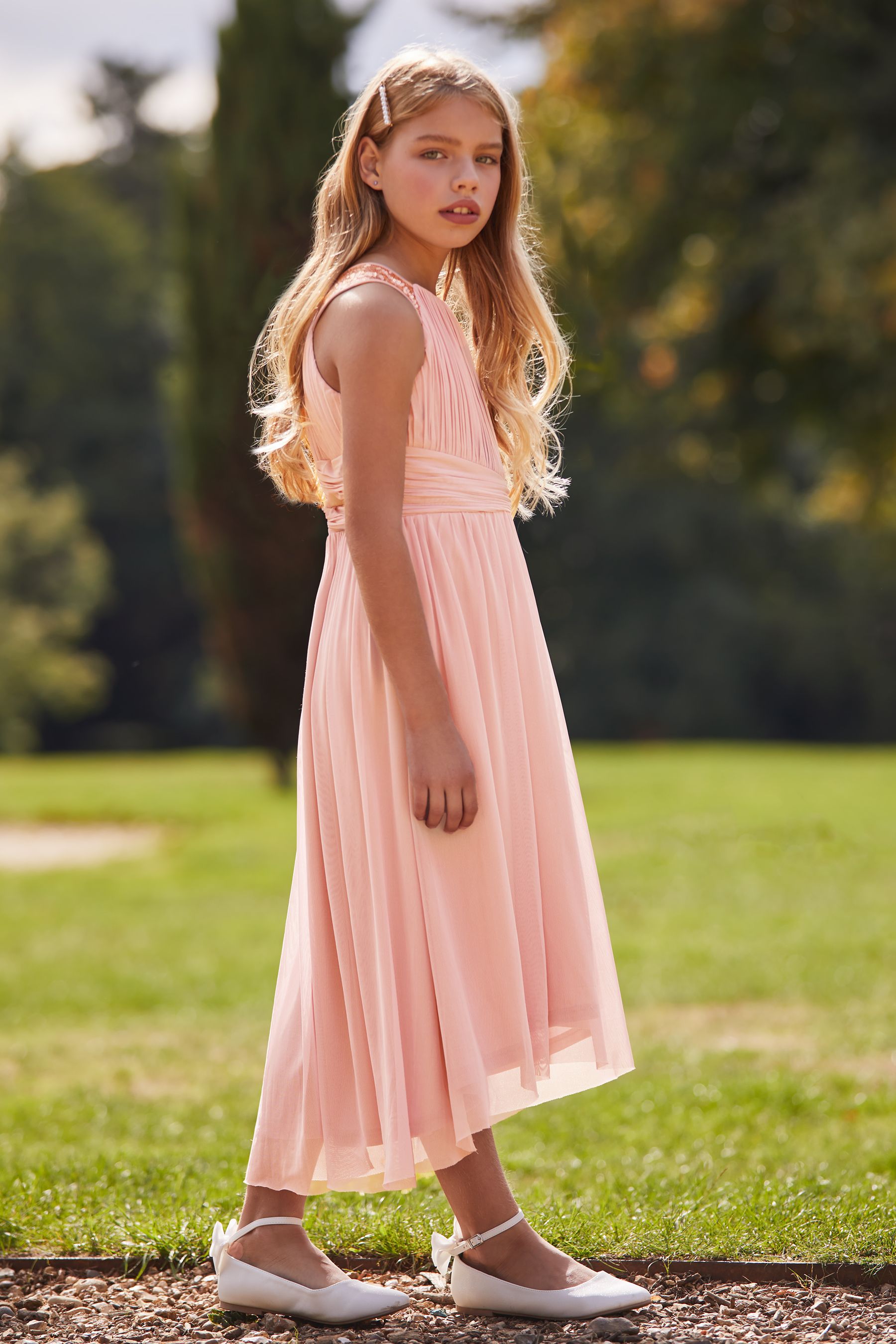 Pink Lipsy Embellished Strap Midi Occasion Dress