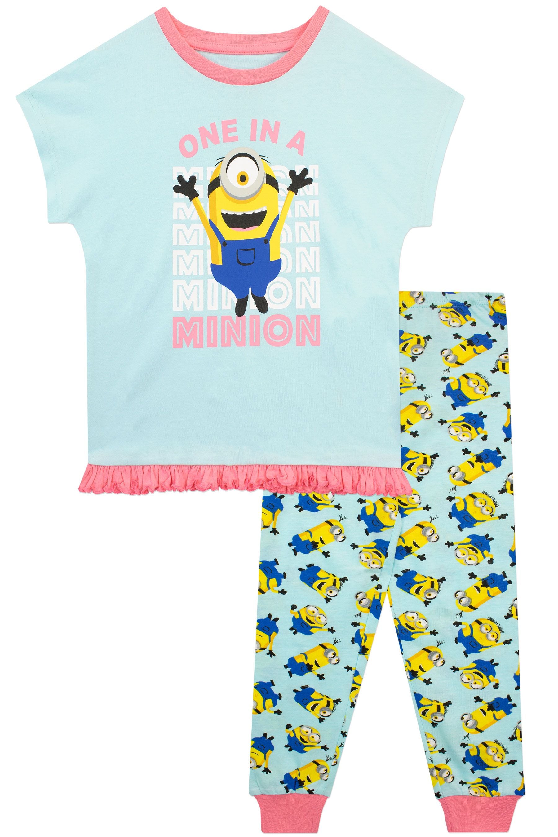 Character Blue Minions Short Sleeve Pyjamas with Frill Hem