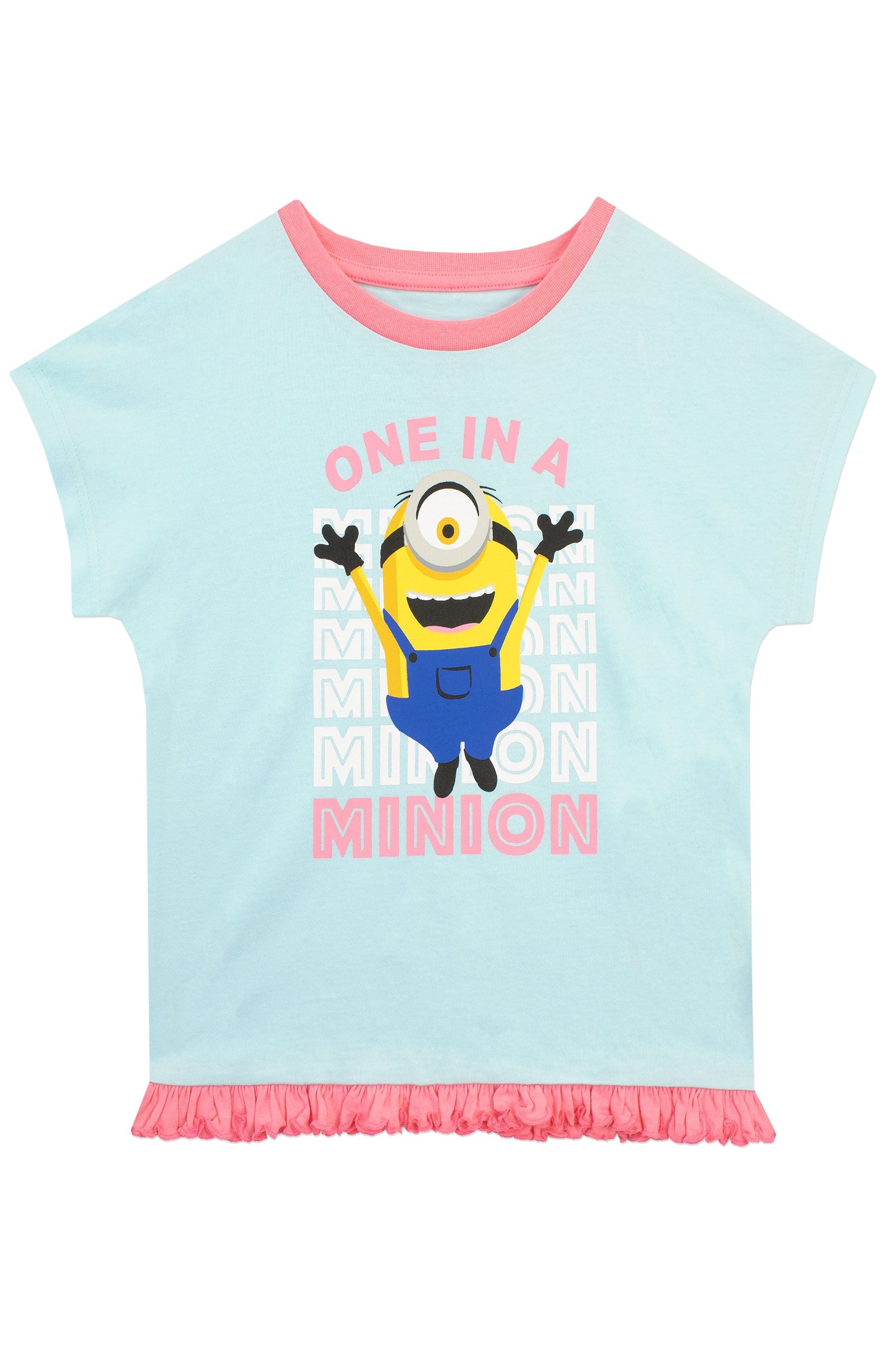 Character Blue Minions Short Sleeve Pyjamas with Frill Hem