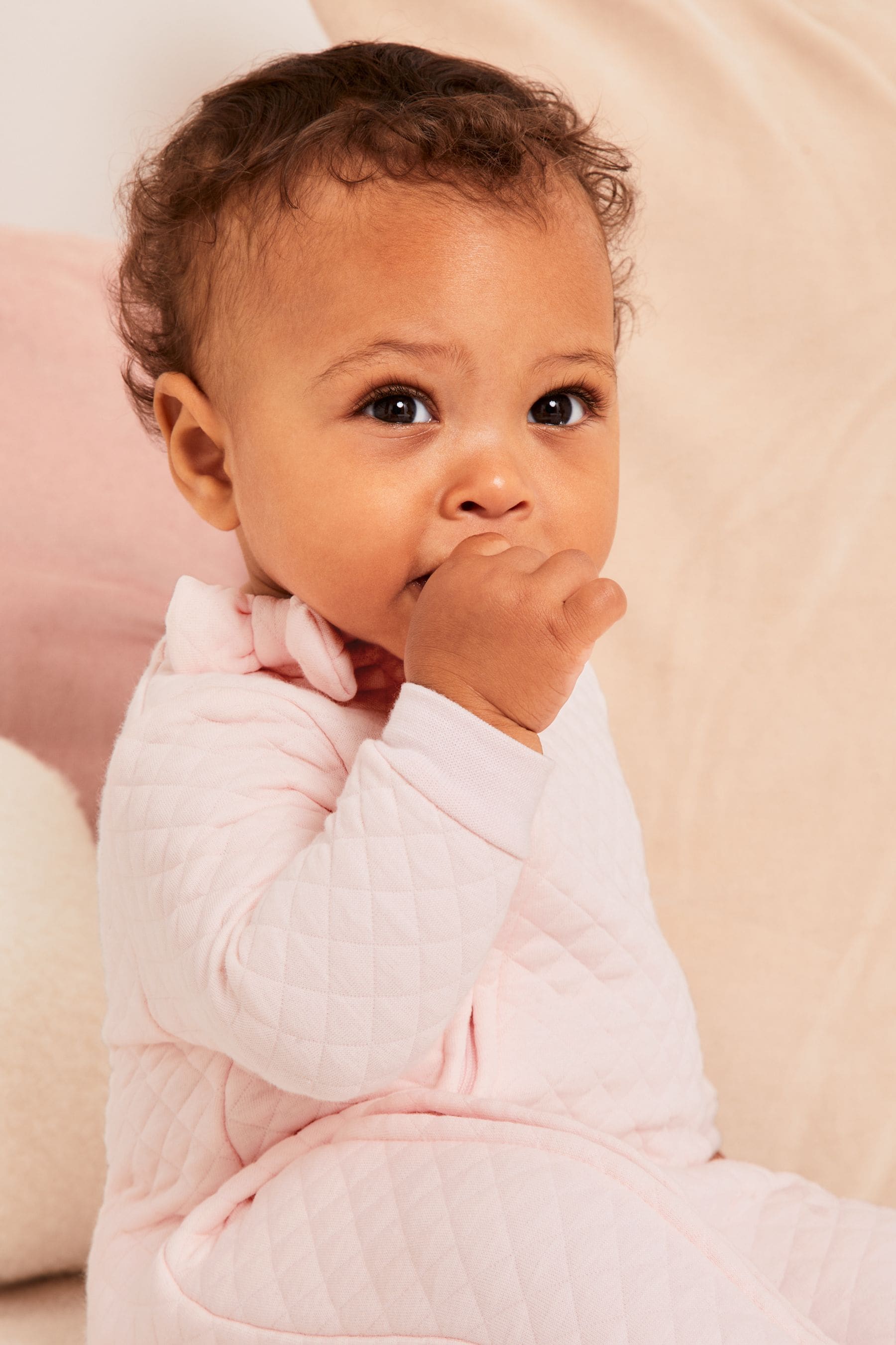 Pink Lipsy Baby Quilted Sleepsuit