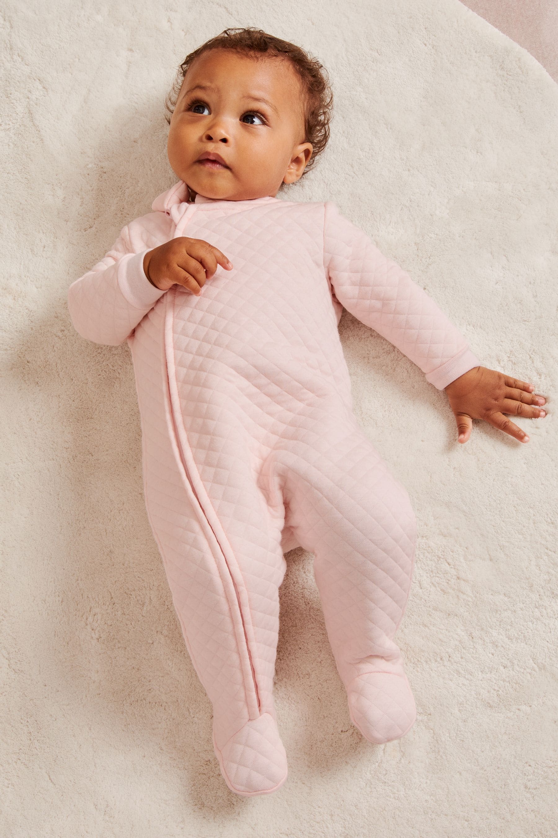 Pink Lipsy Baby Quilted Sleepsuit