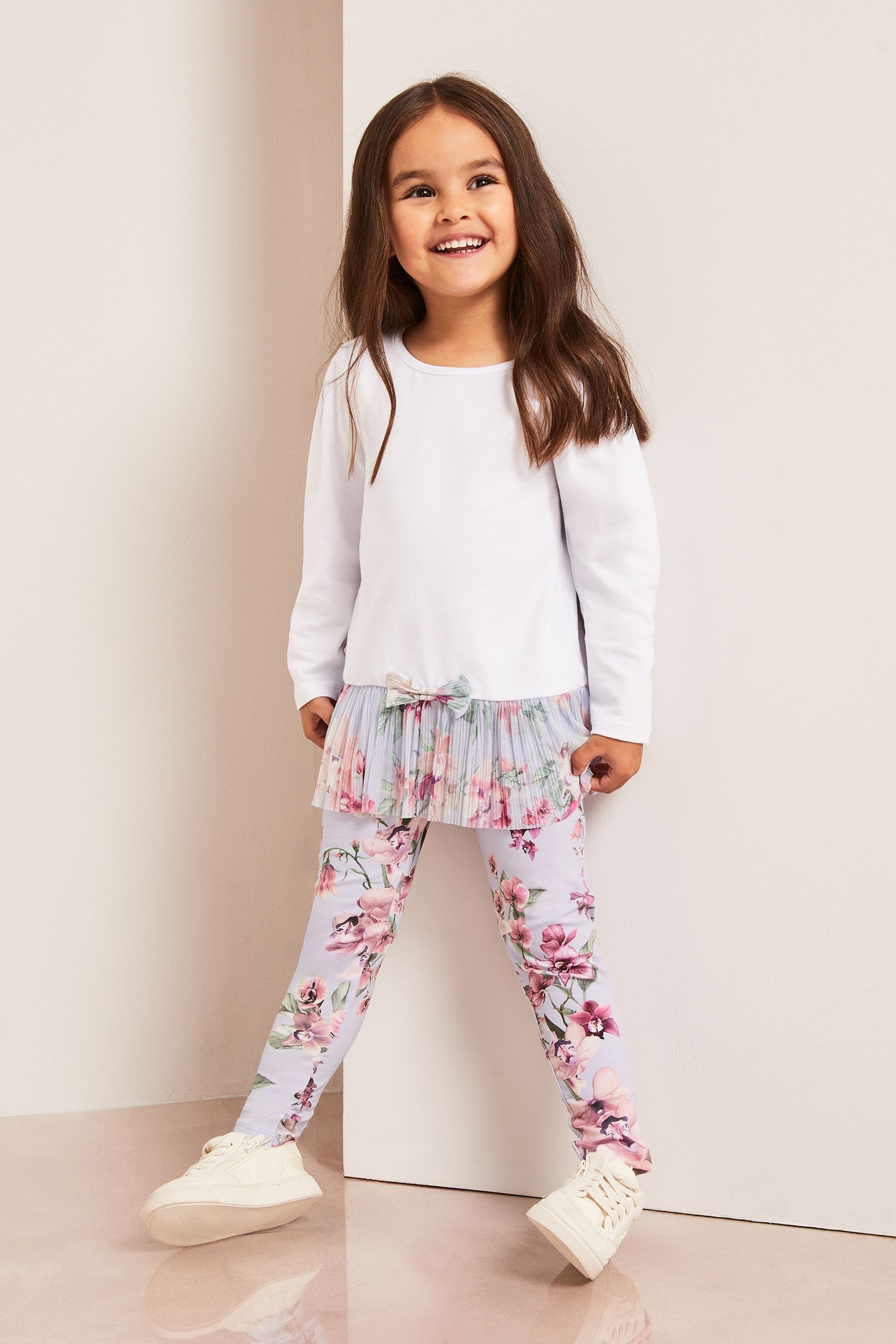 Blue/White Lipsy Mesh Floral Legging Set (0-6yrs)