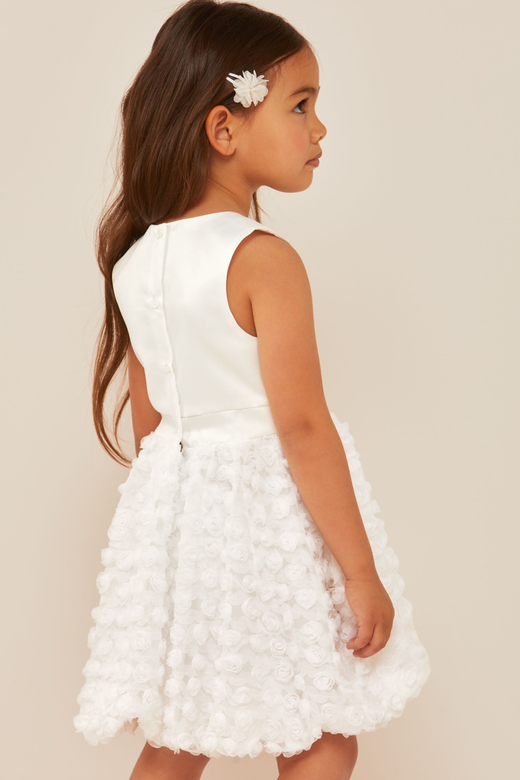 Ivory Lipsy Mini Puff Ball Occasion Dress