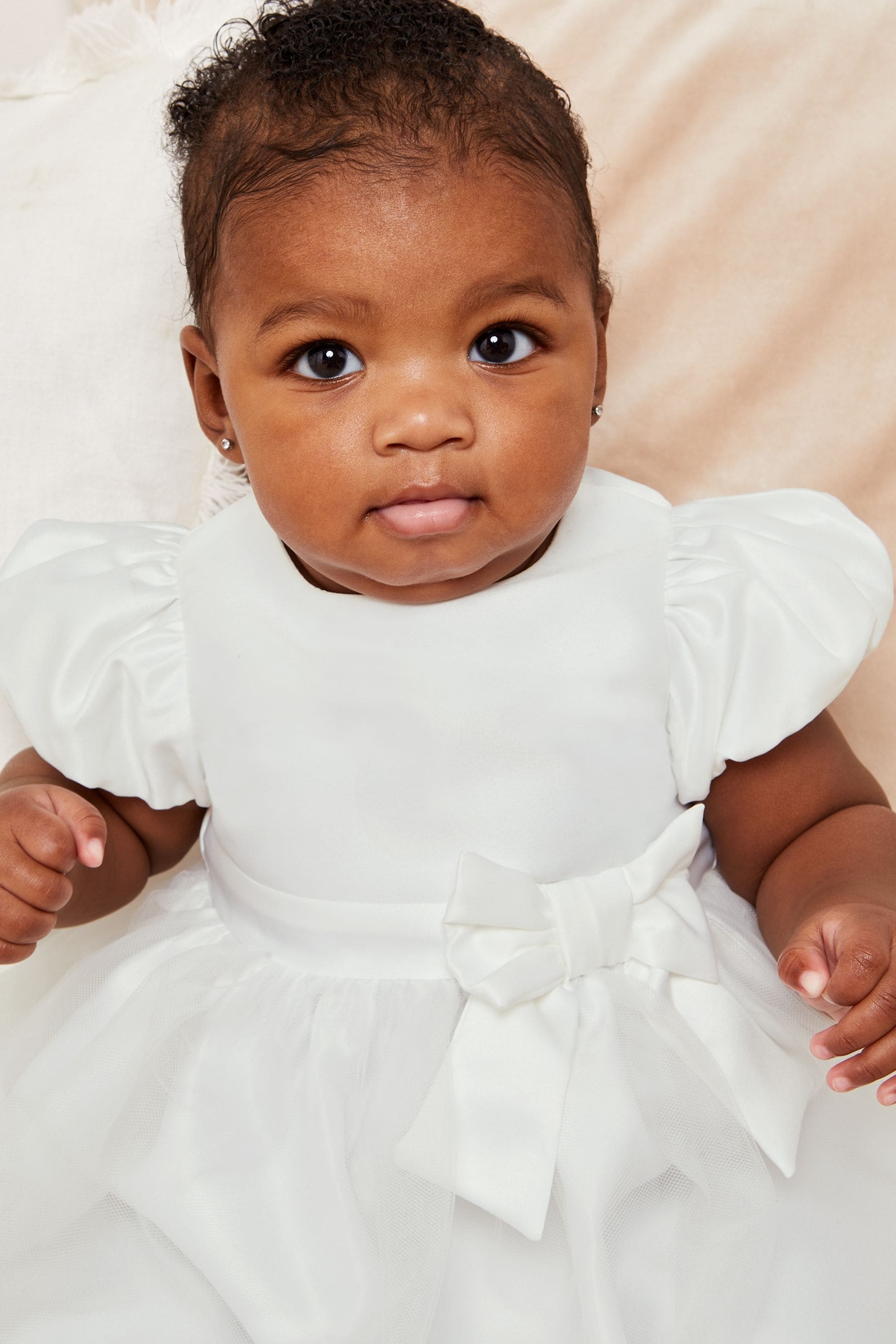 Ivory Lipsy Baby Puff Sleeve Occasion Dress