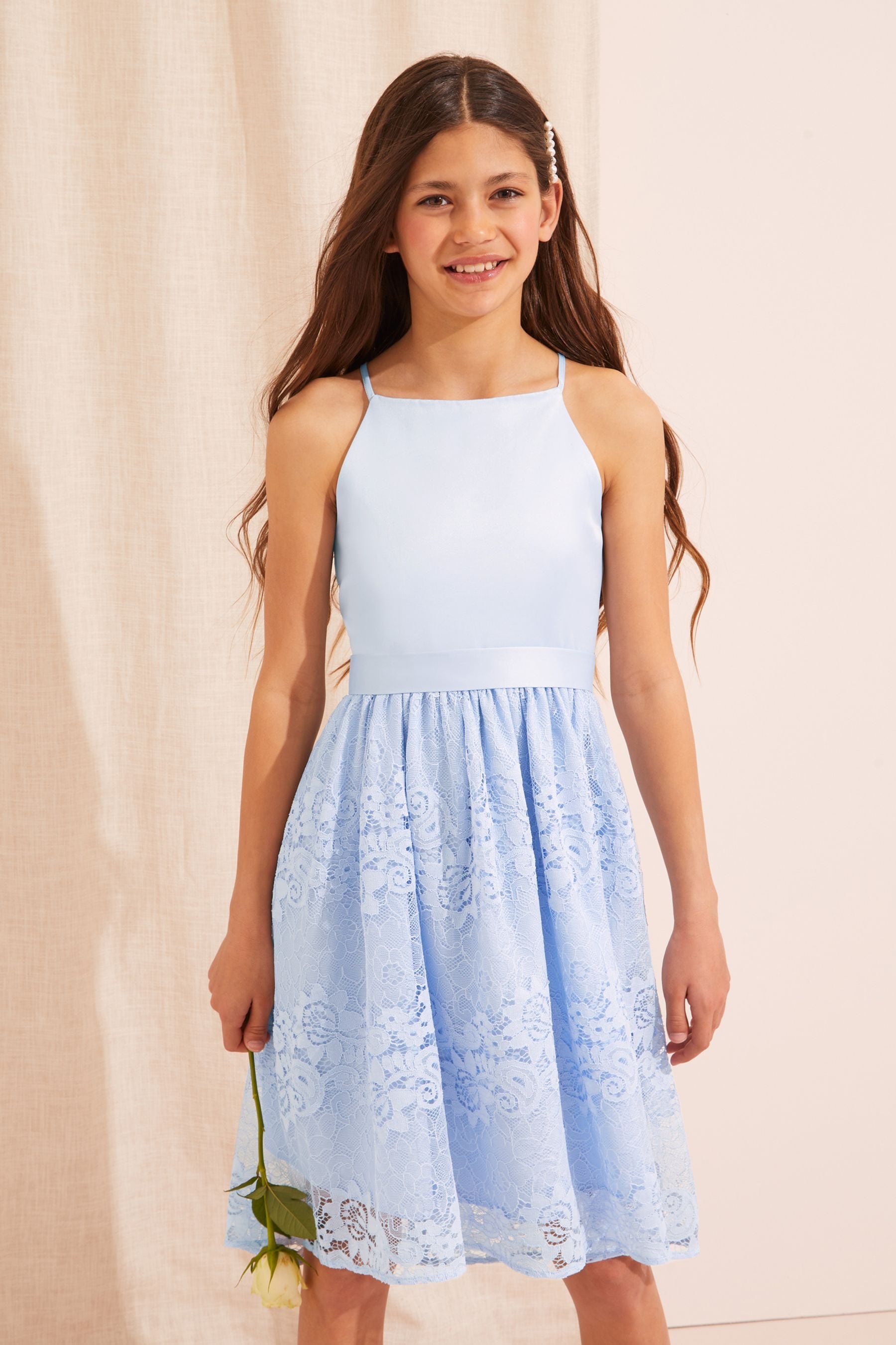 Blue Lipsy Lace Skirt Occasion Dress