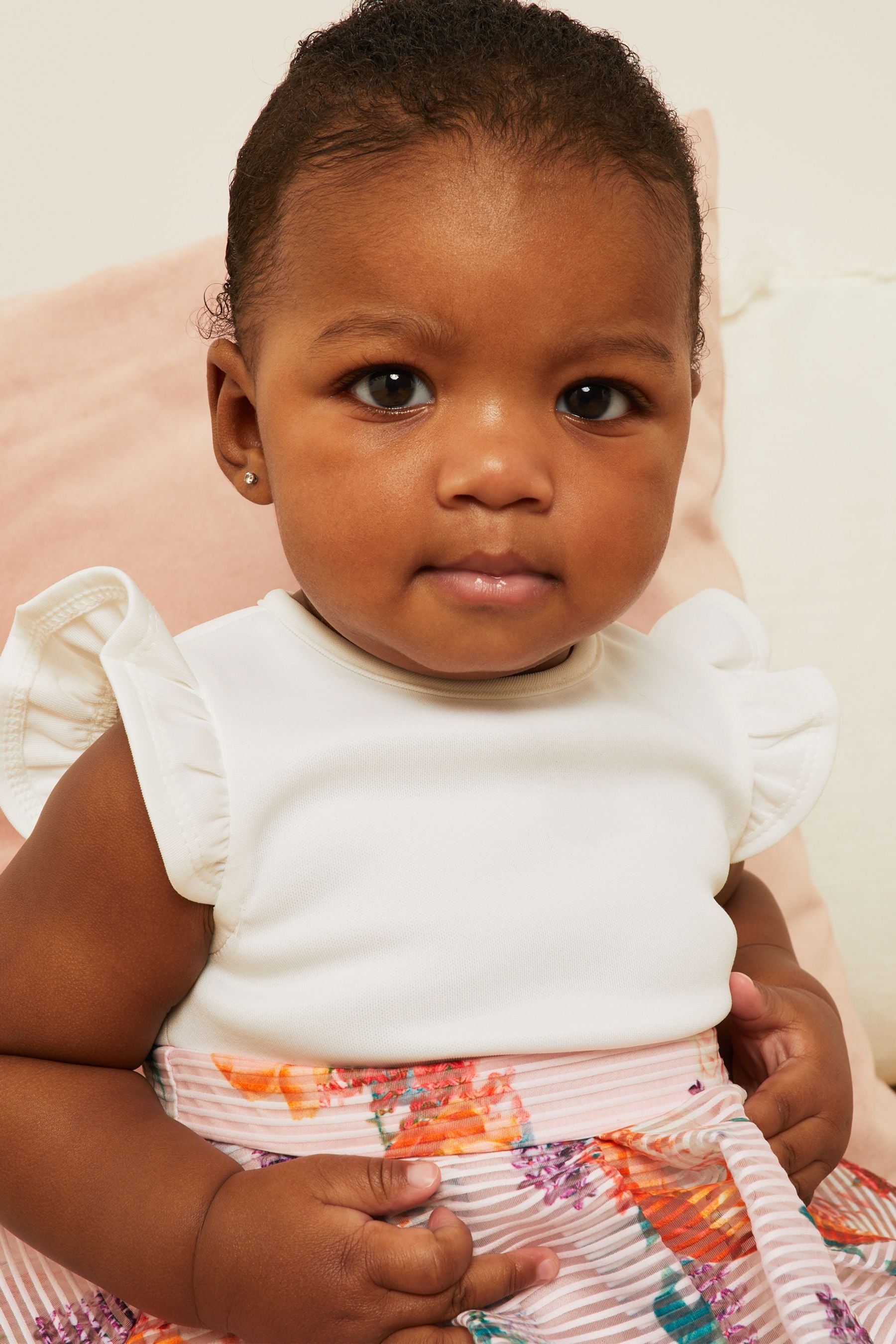 Pink Lipsy Baby Puff Ball Stripe Dress