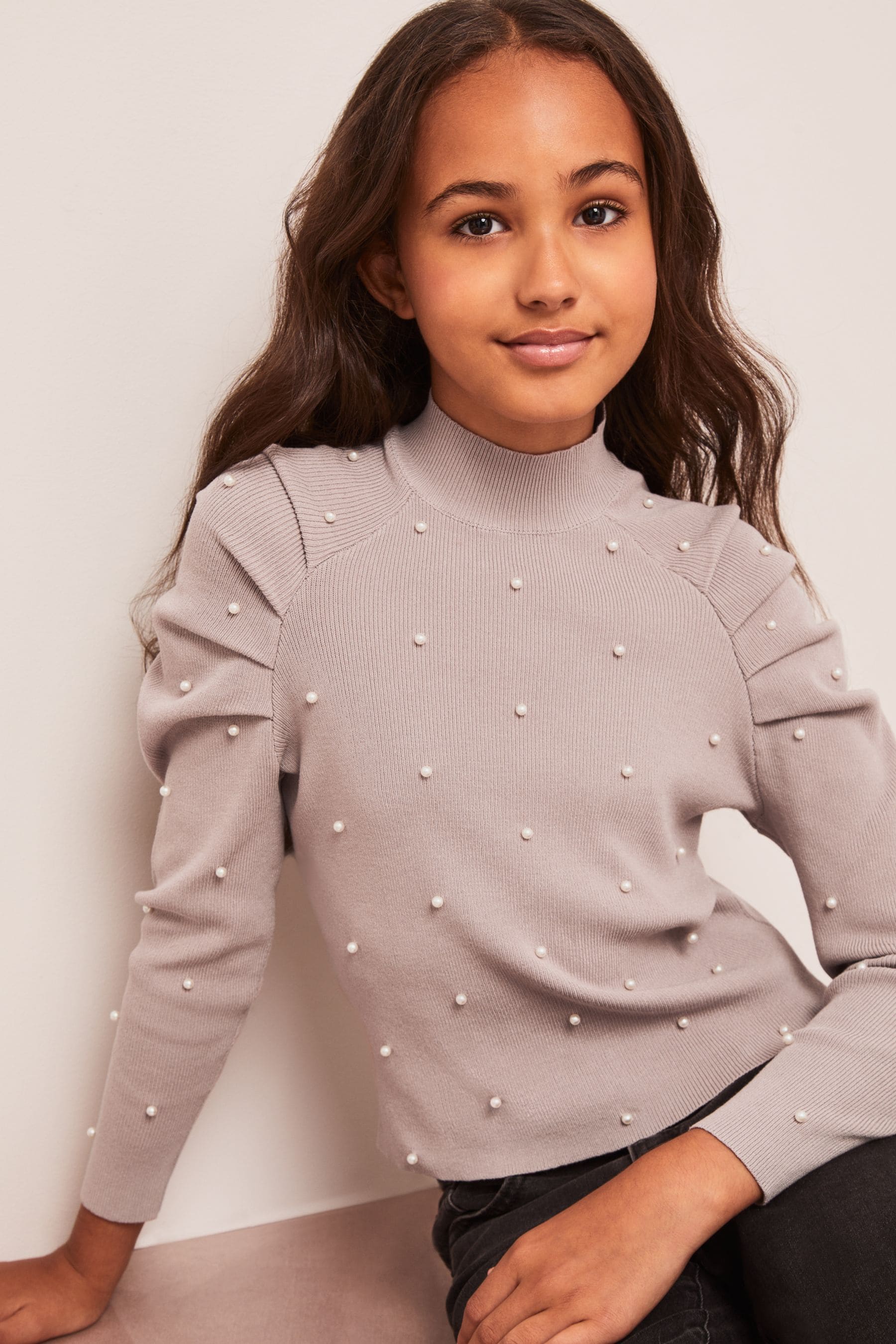 Neutral Lipsy Pearl Detail Jumper