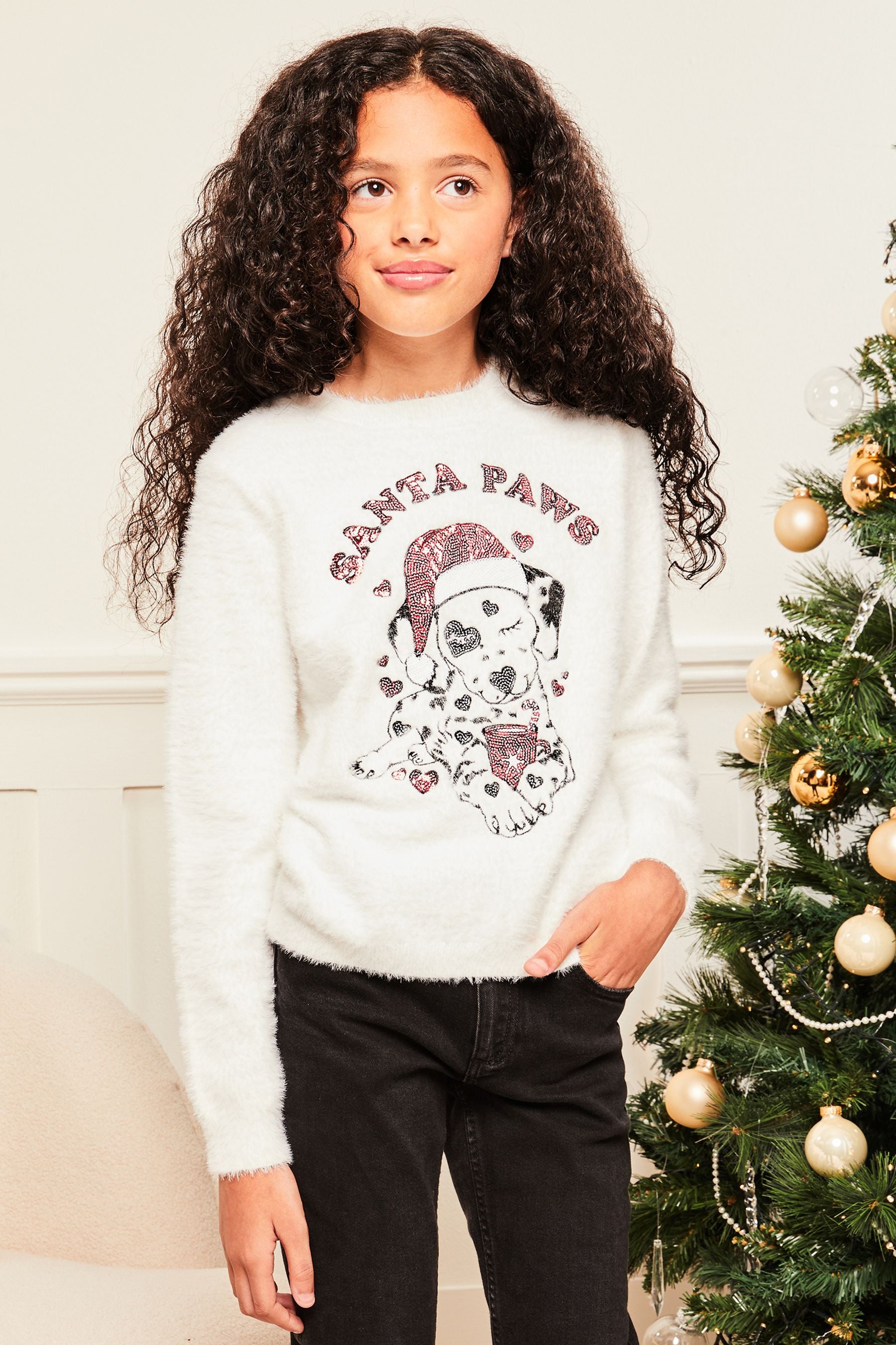 Cream Lipsy Knitted Christmas Jumper