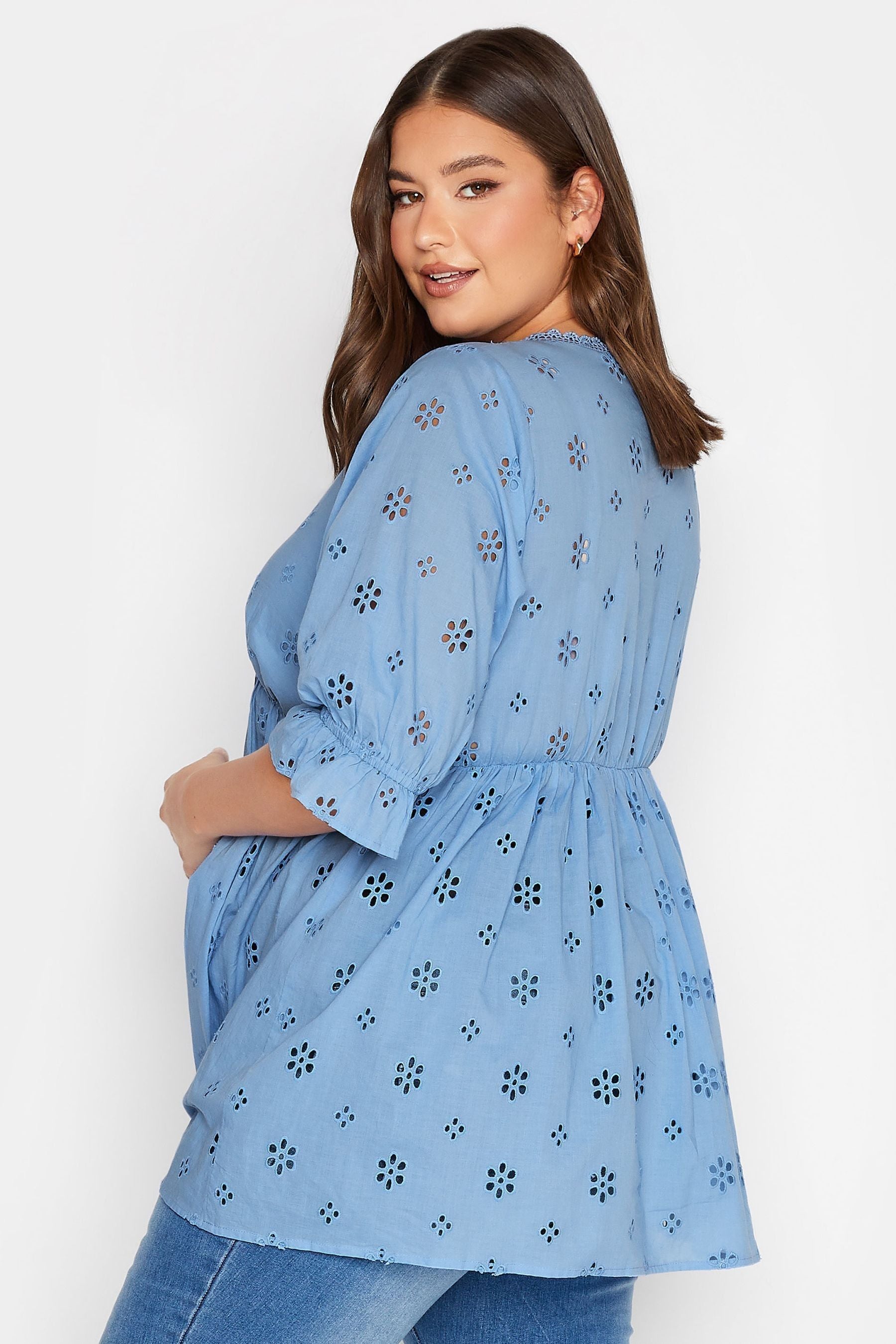 Blue Yours Curve Maternity Broiderie V-Neck Blouse