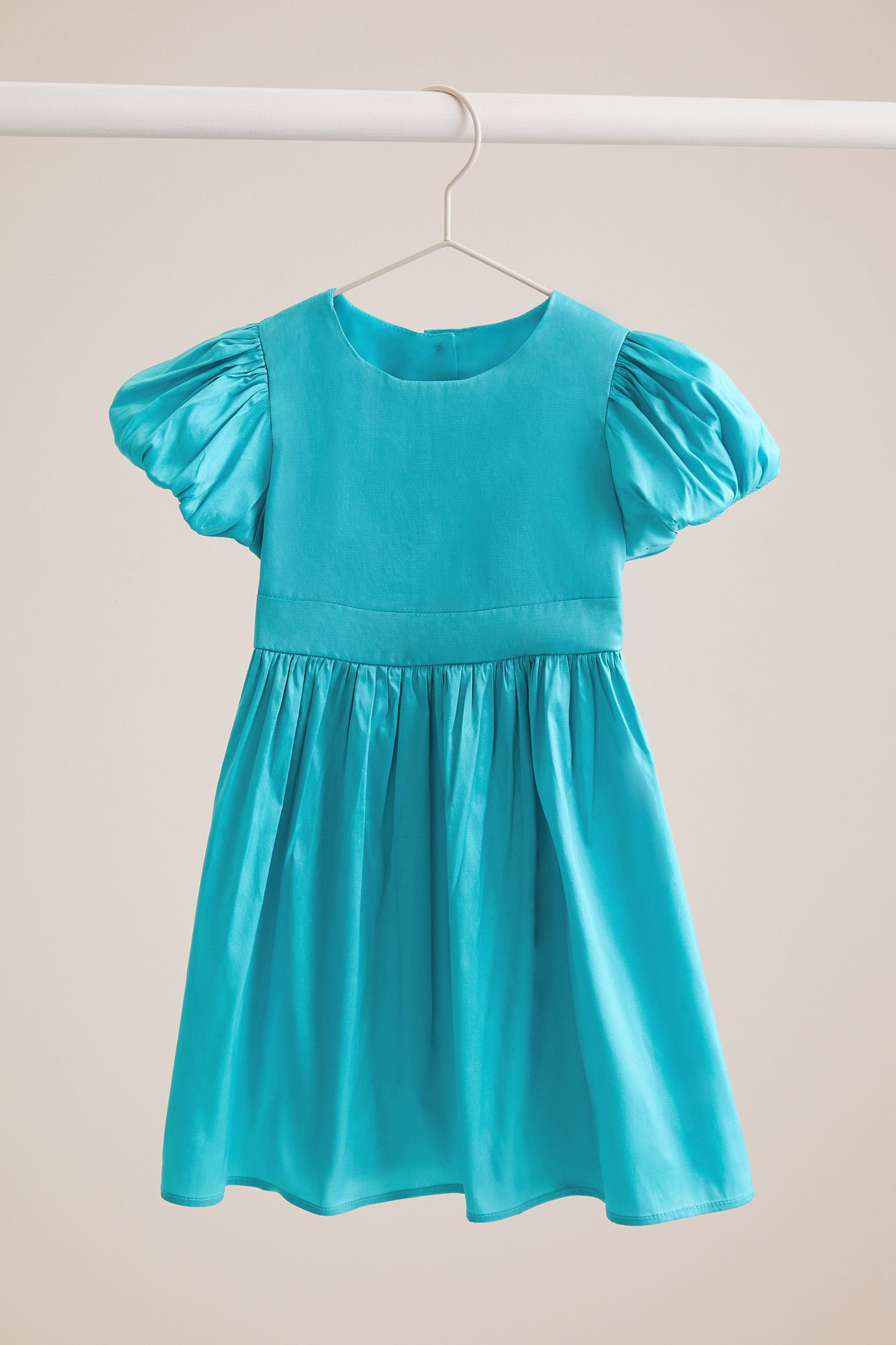 Blue Lipsy Taffeta Puff Sleeve Occasion Dress (3mths-2yrs)