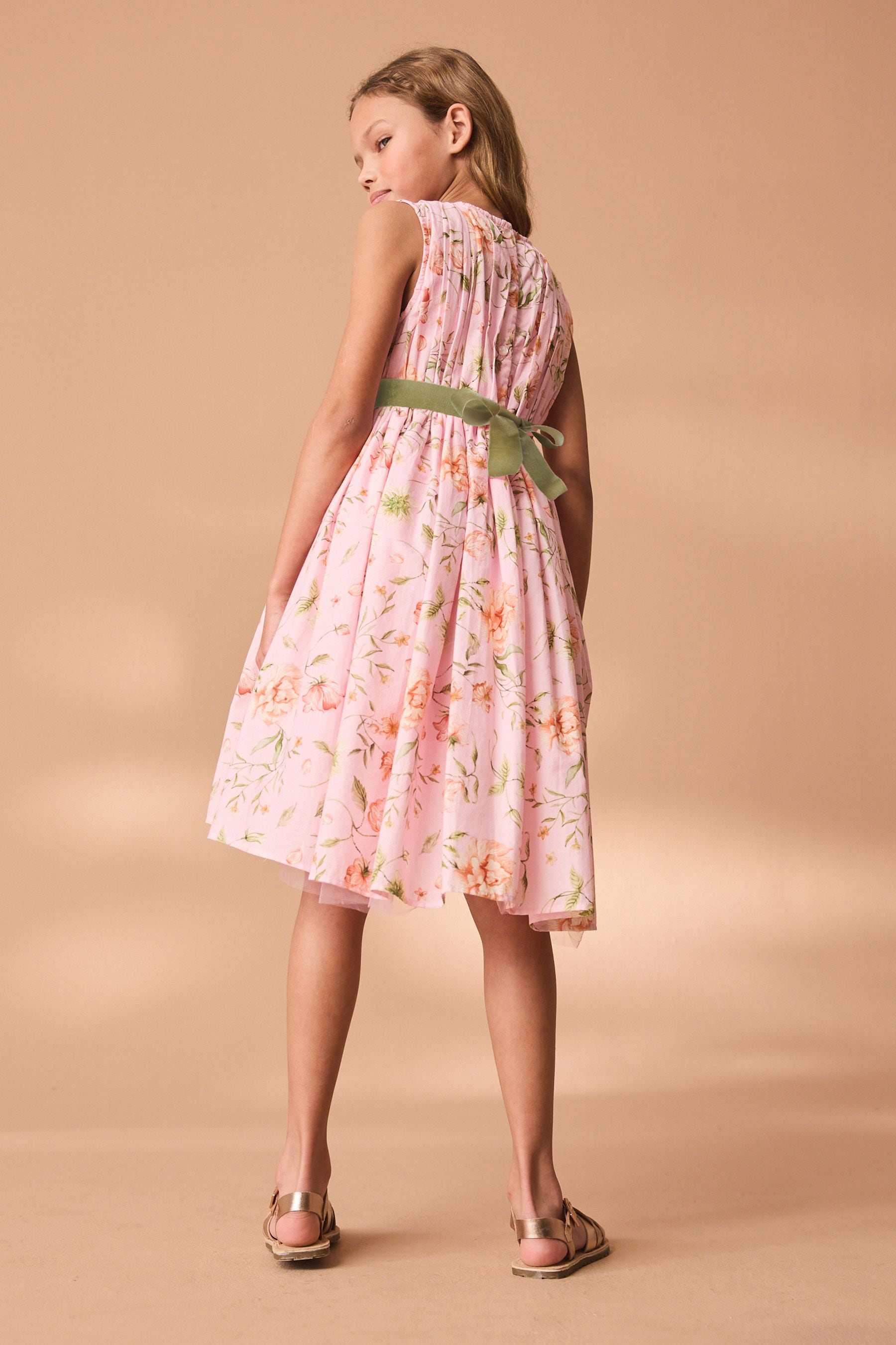 Pink Printed Cotton Prom Dress (3-12yrs)