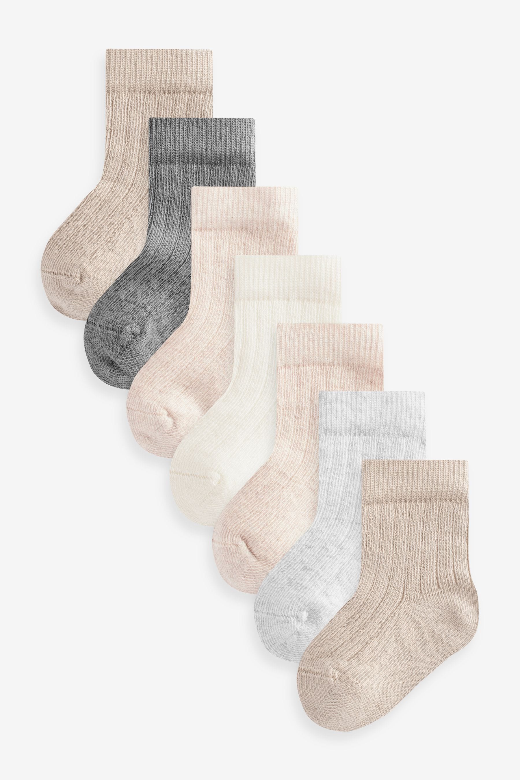 Brown 7 Pack Rib Baby Socks (0mths-2yrs)