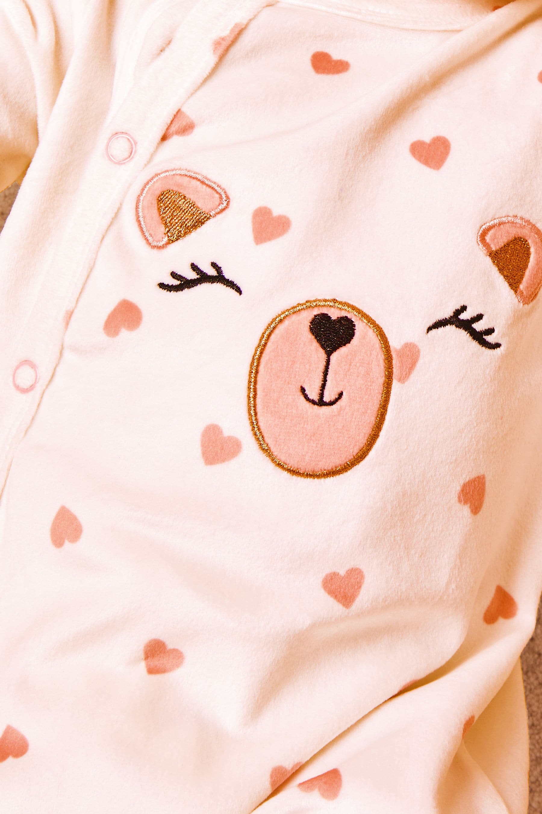 White Lipsy Velour Bear Sleepsuit