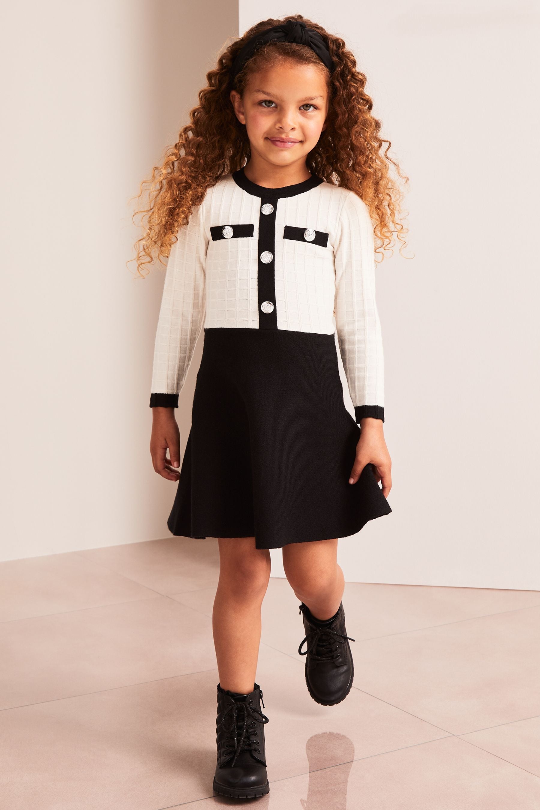 Black and White Lipsy Mini Cardigan Knitted Dress