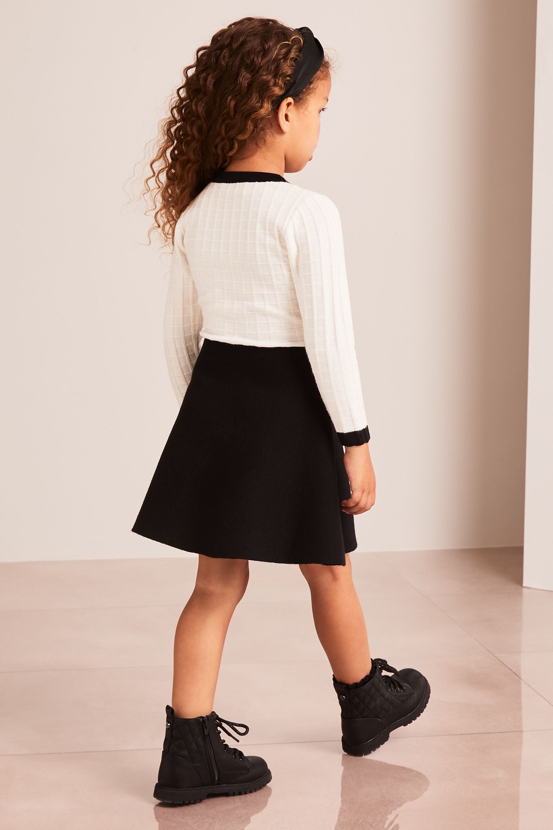 Black and White Lipsy Mini Cardigan Knitted Dress