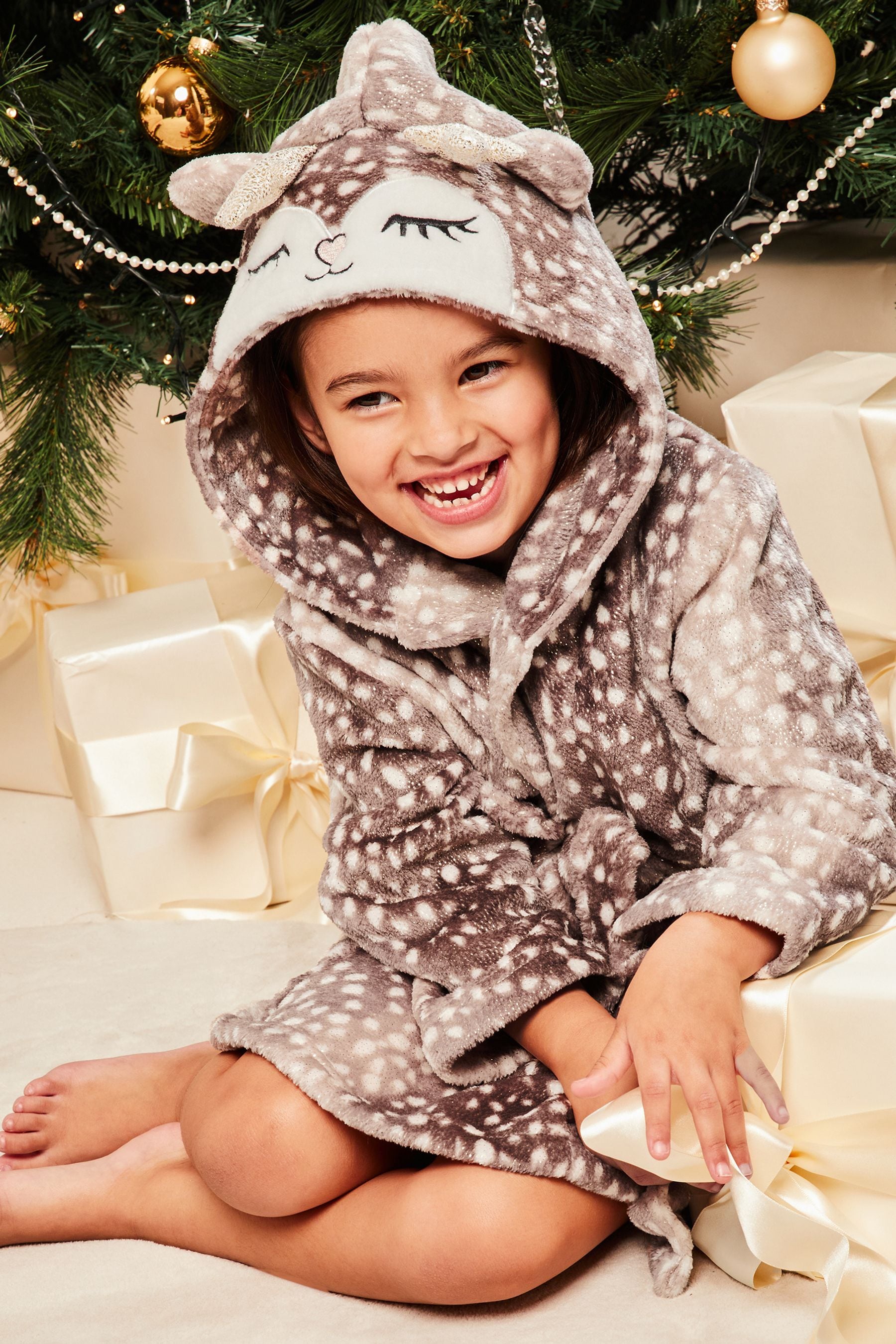 Brown Lipsy Christmas Novelty Reindeer Dressing Gown