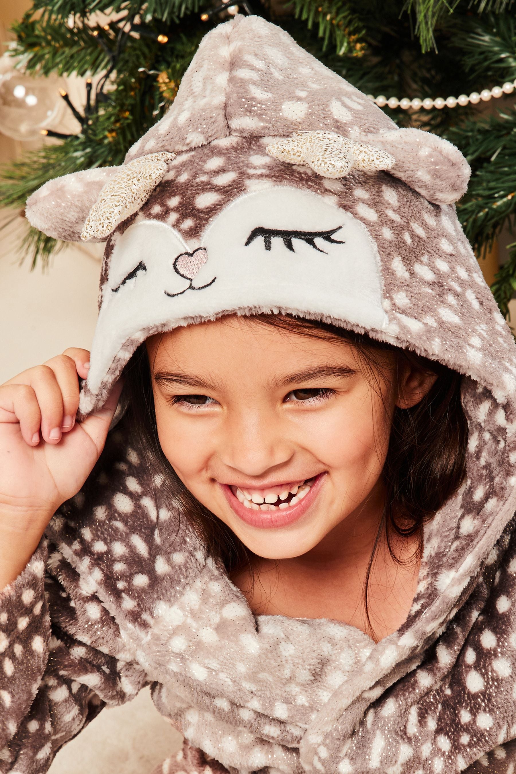 Brown Lipsy Christmas Novelty Reindeer Dressing Gown