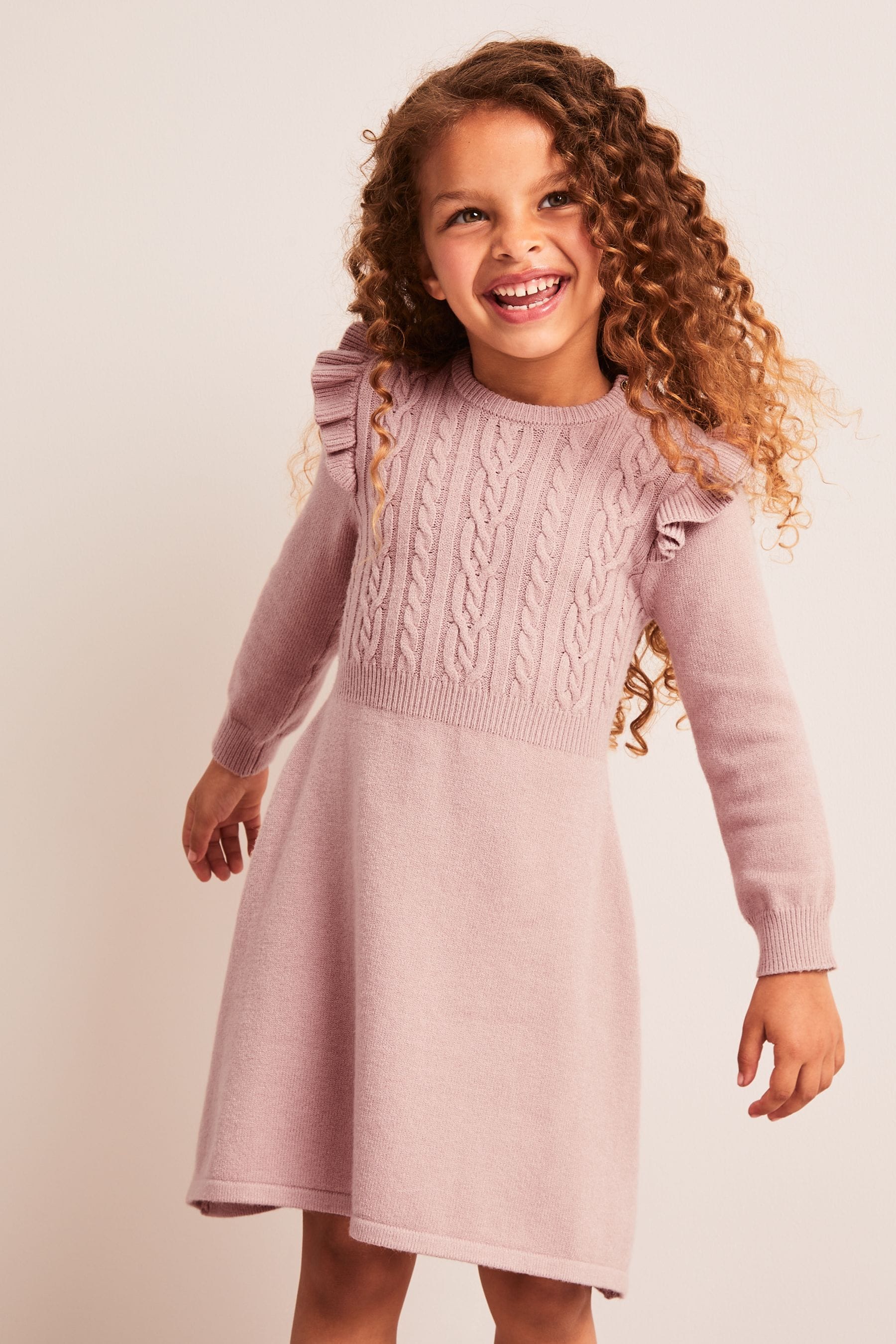 Pink Lipsy Mini Cable Knitted Dress