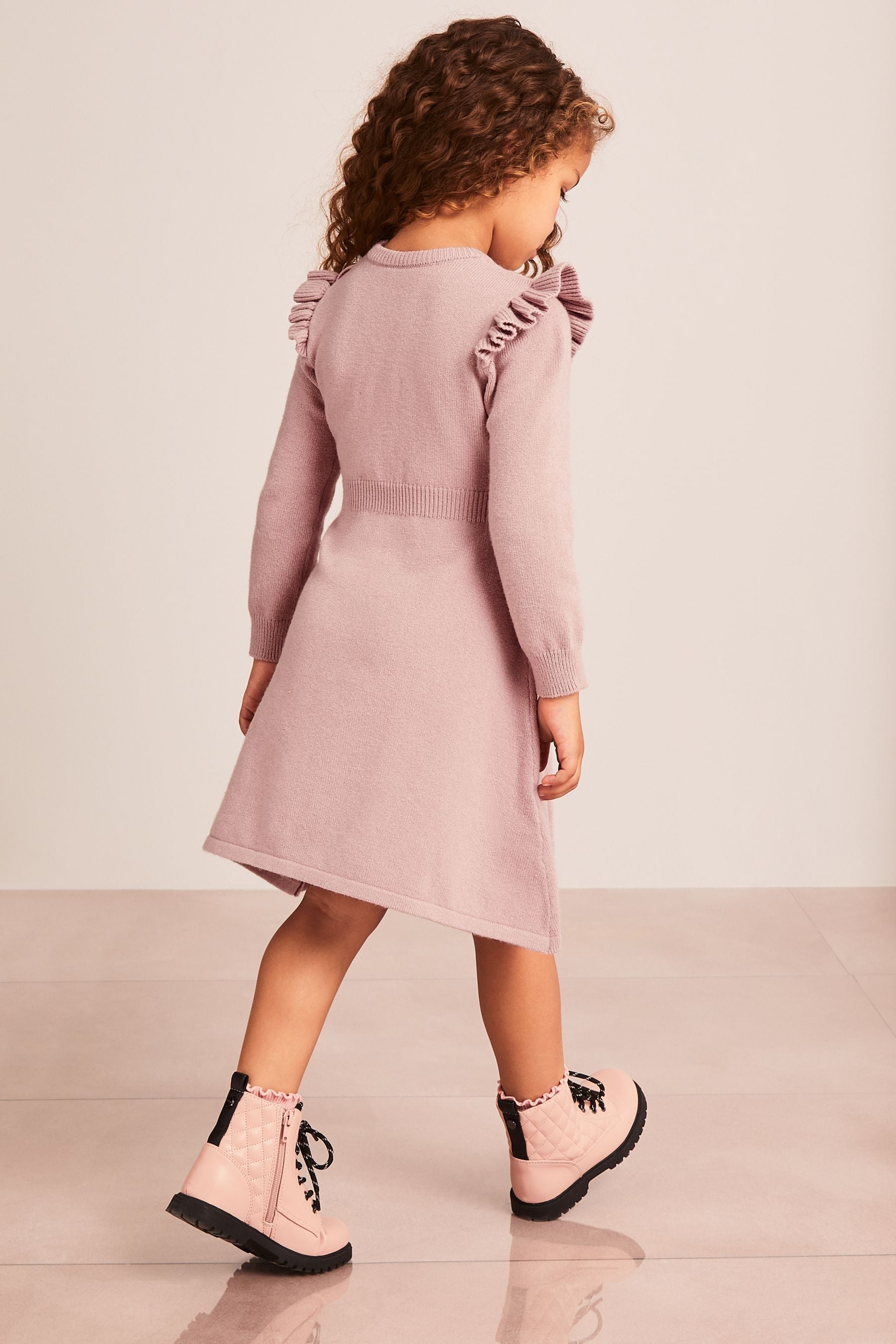 Pink Lipsy Mini Cable Knitted Dress