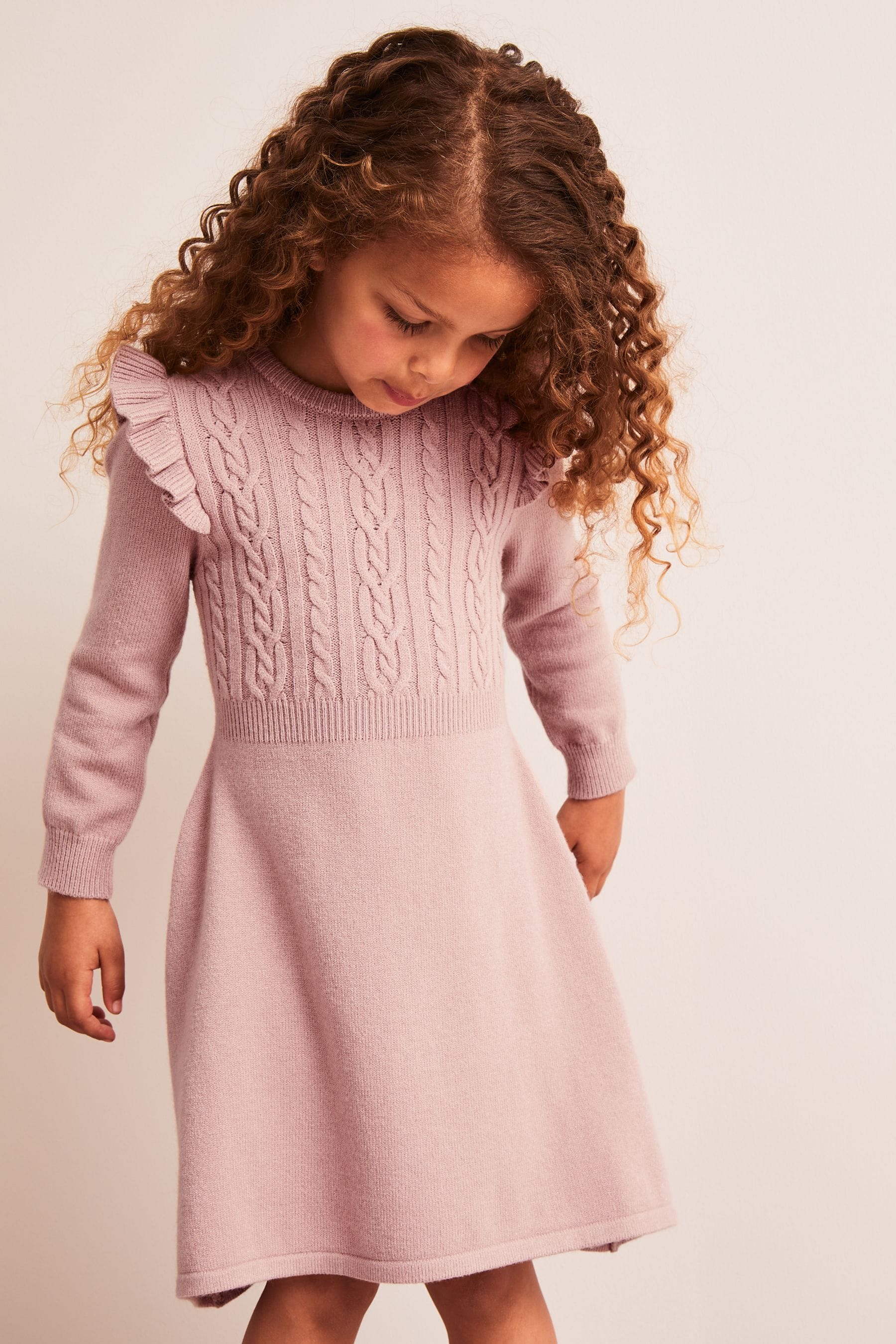 Pink Lipsy Mini Cable Knitted Dress