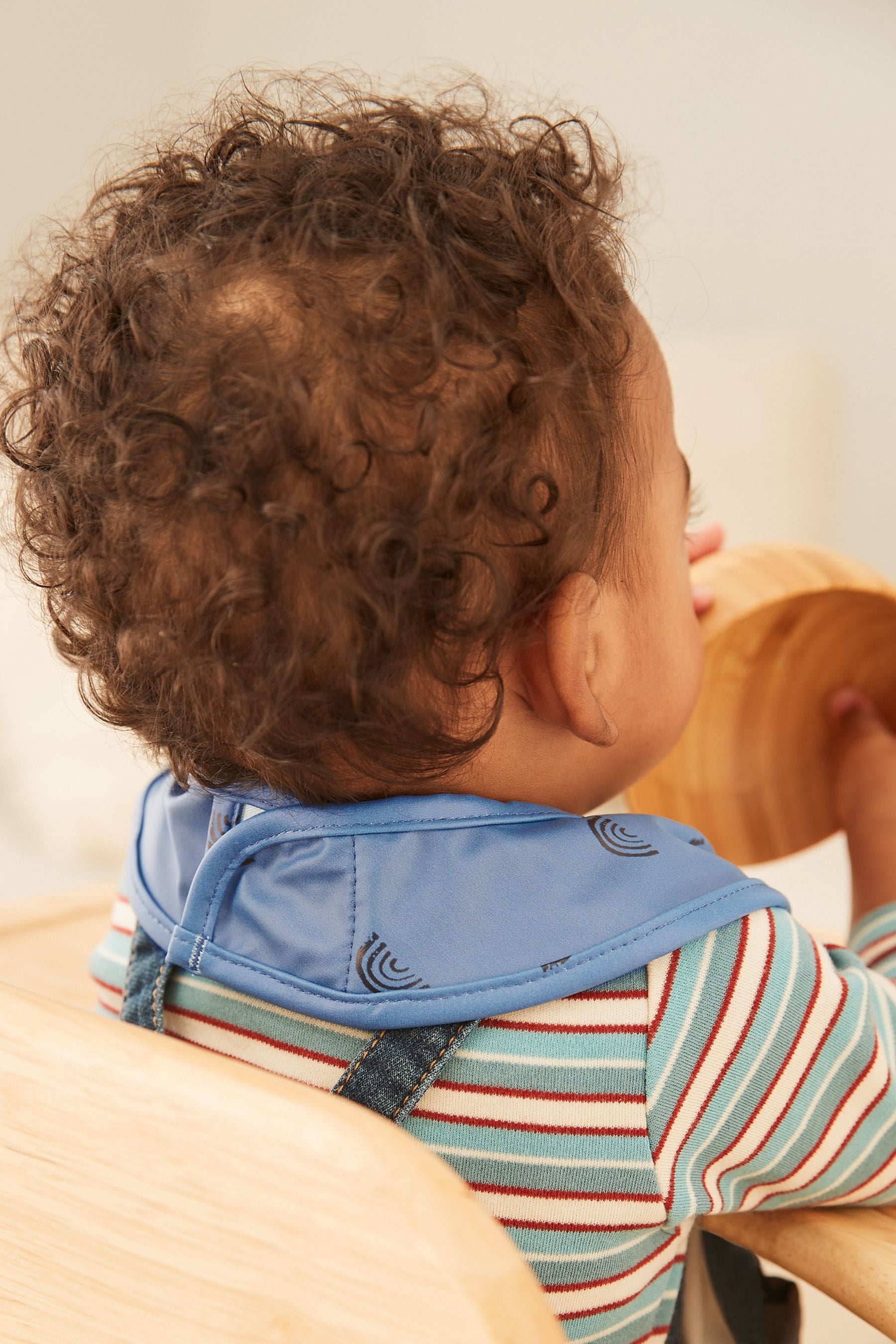 Navy Blue Rainbow Baby Weaning/Feeding Crumb Catcher Bib