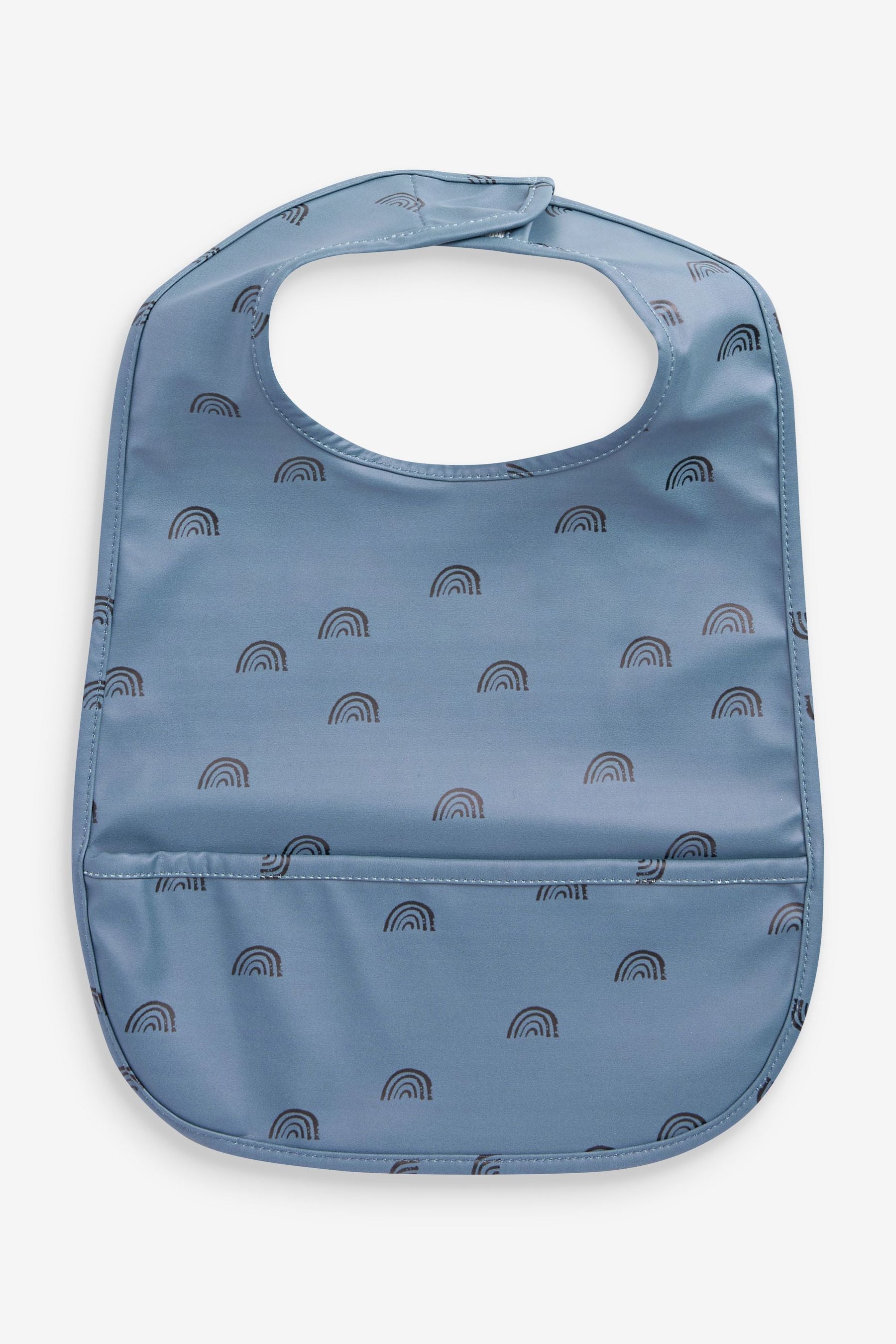 Navy Blue Rainbow Baby Weaning/Feeding Crumb Catcher Bib