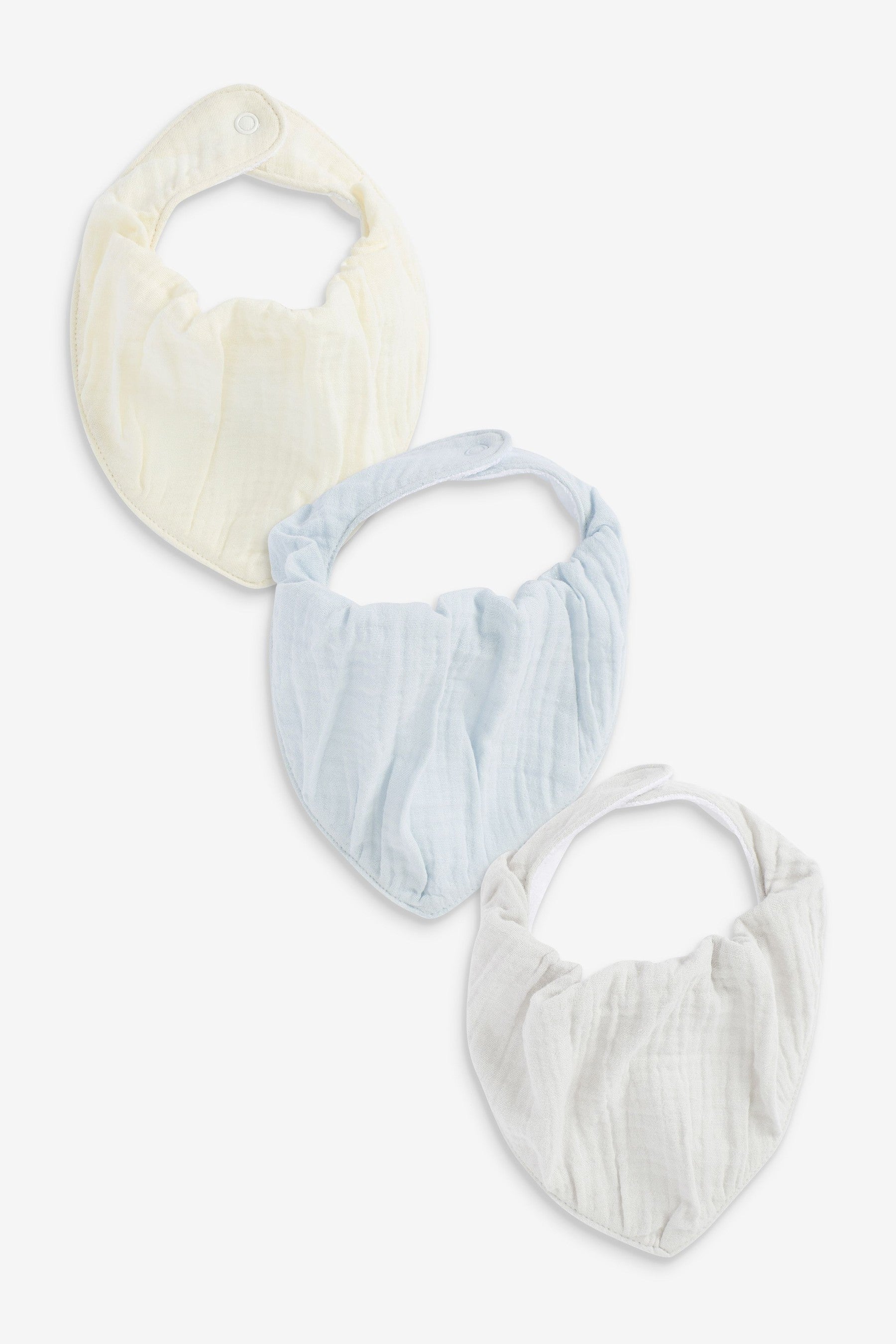 Blue 3 Pack Baby Muslin Dribble Bibs