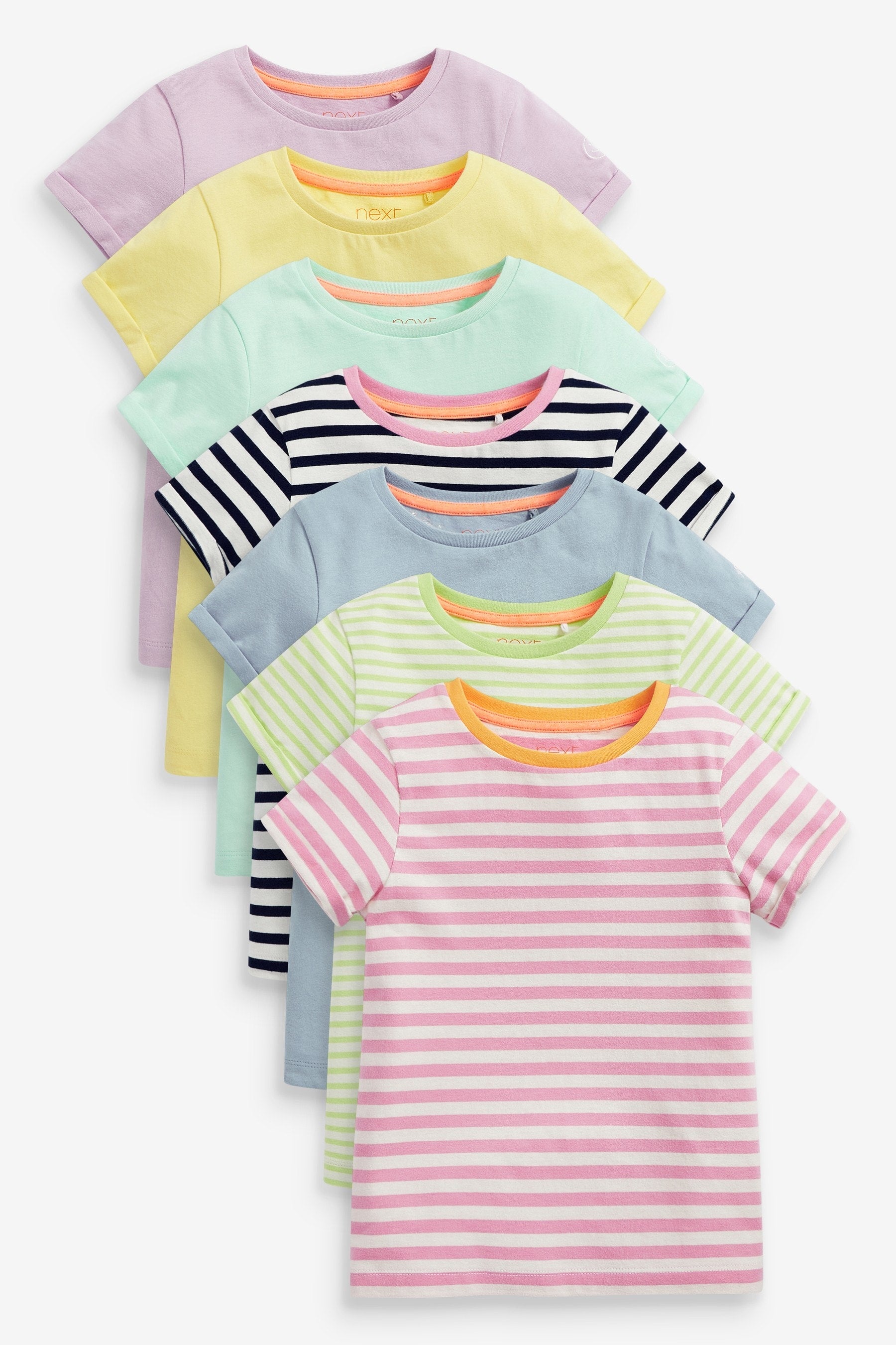 Multi 7 Pack Solid/Stripe T-Shirts (3-16yrs)