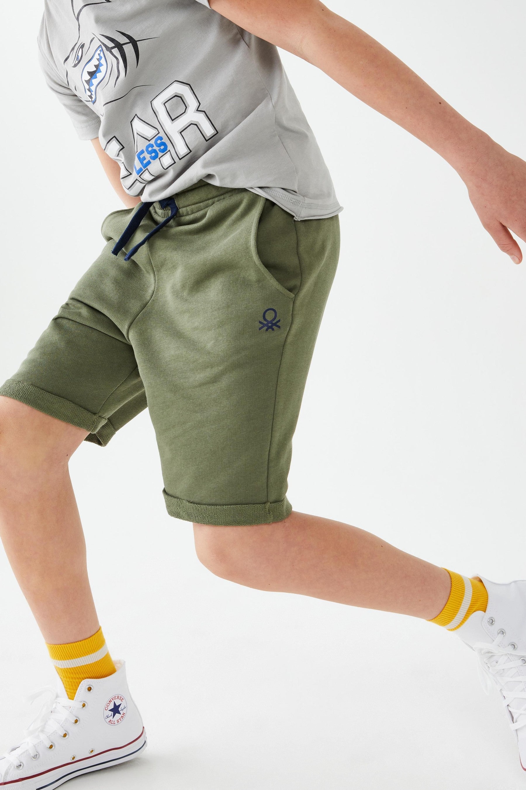 Khaki Green Benetton Logo Shorts