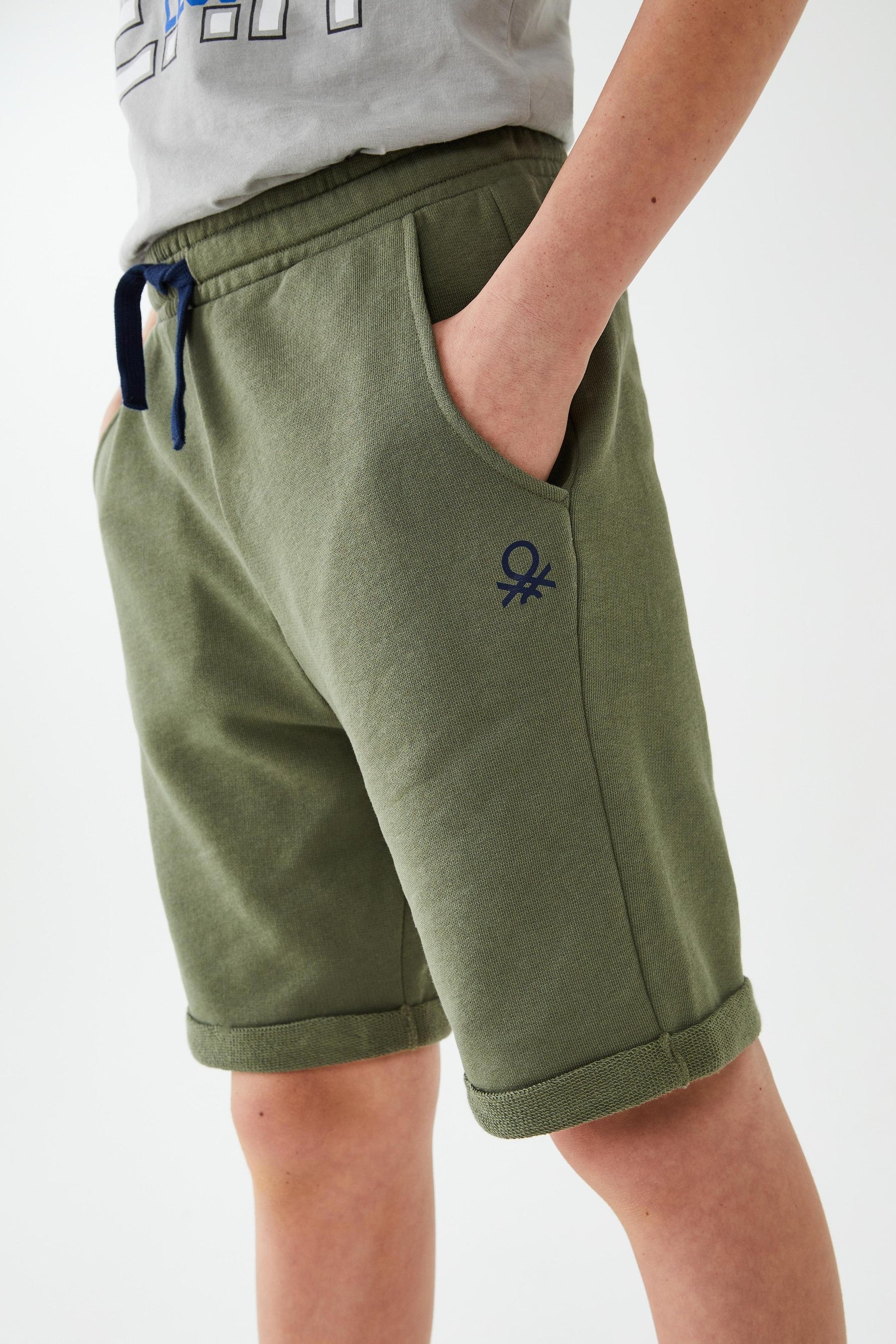 Khaki Green Benetton Logo Shorts