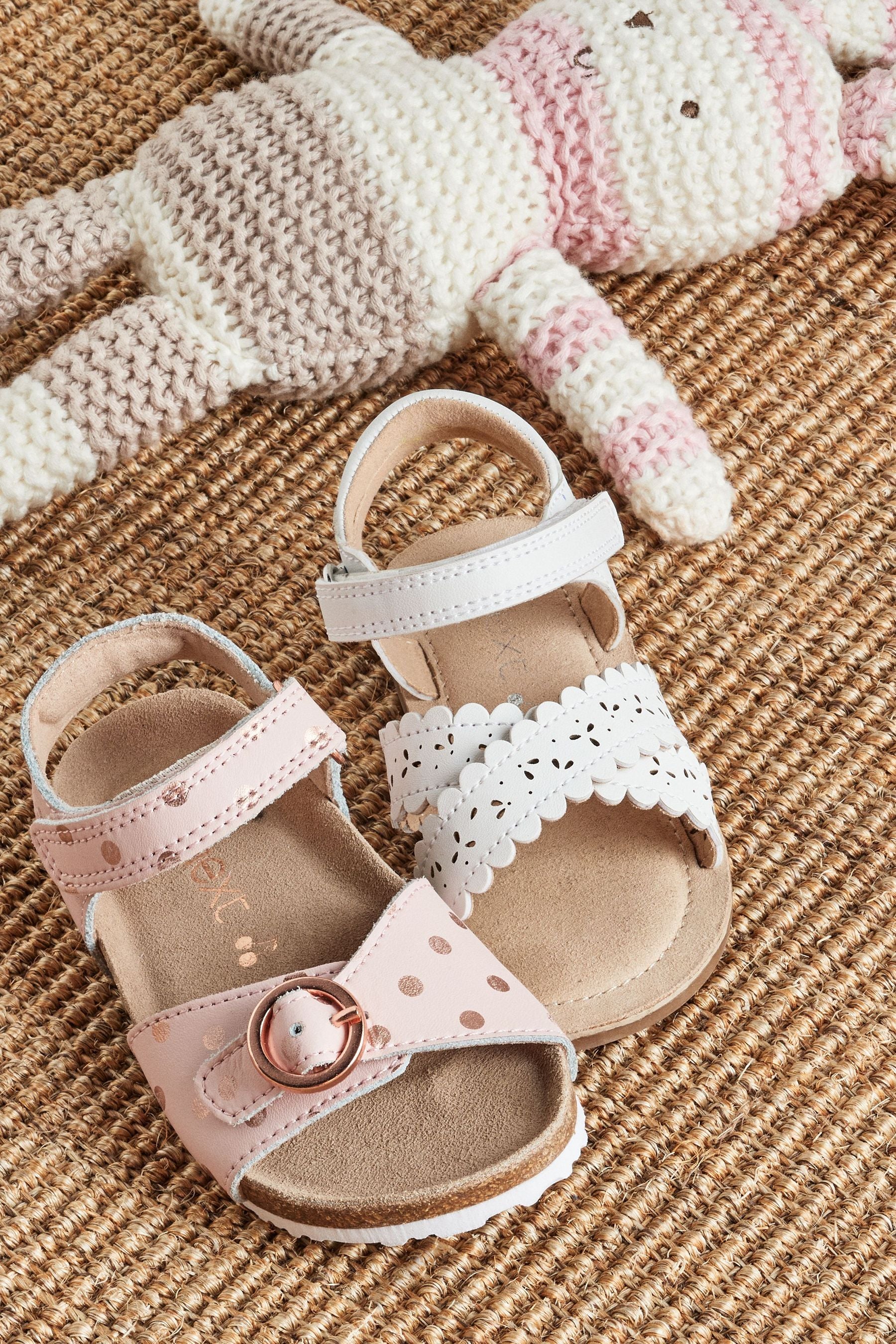 Pink Leather Corkbed Sandals