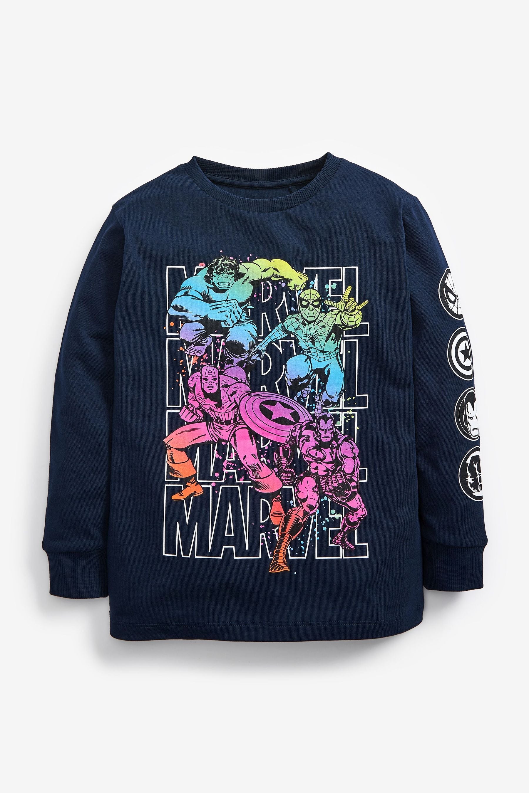 Navy Blue Marvel Long Sleeve T-Shirt (3-16yrs)