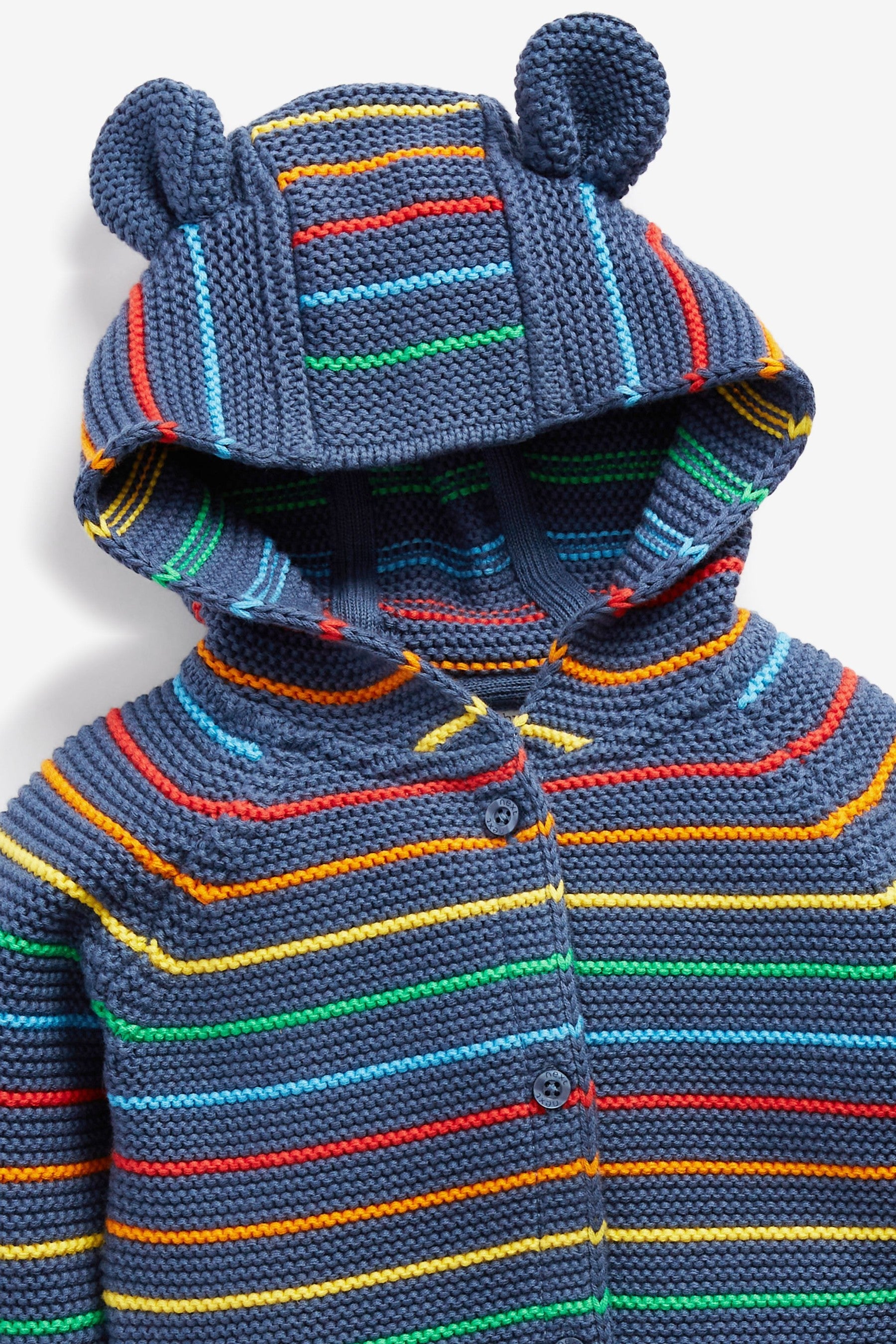 Blue Cotton Rainbow Stripe Baby Cardigan (0mths-2yrs)