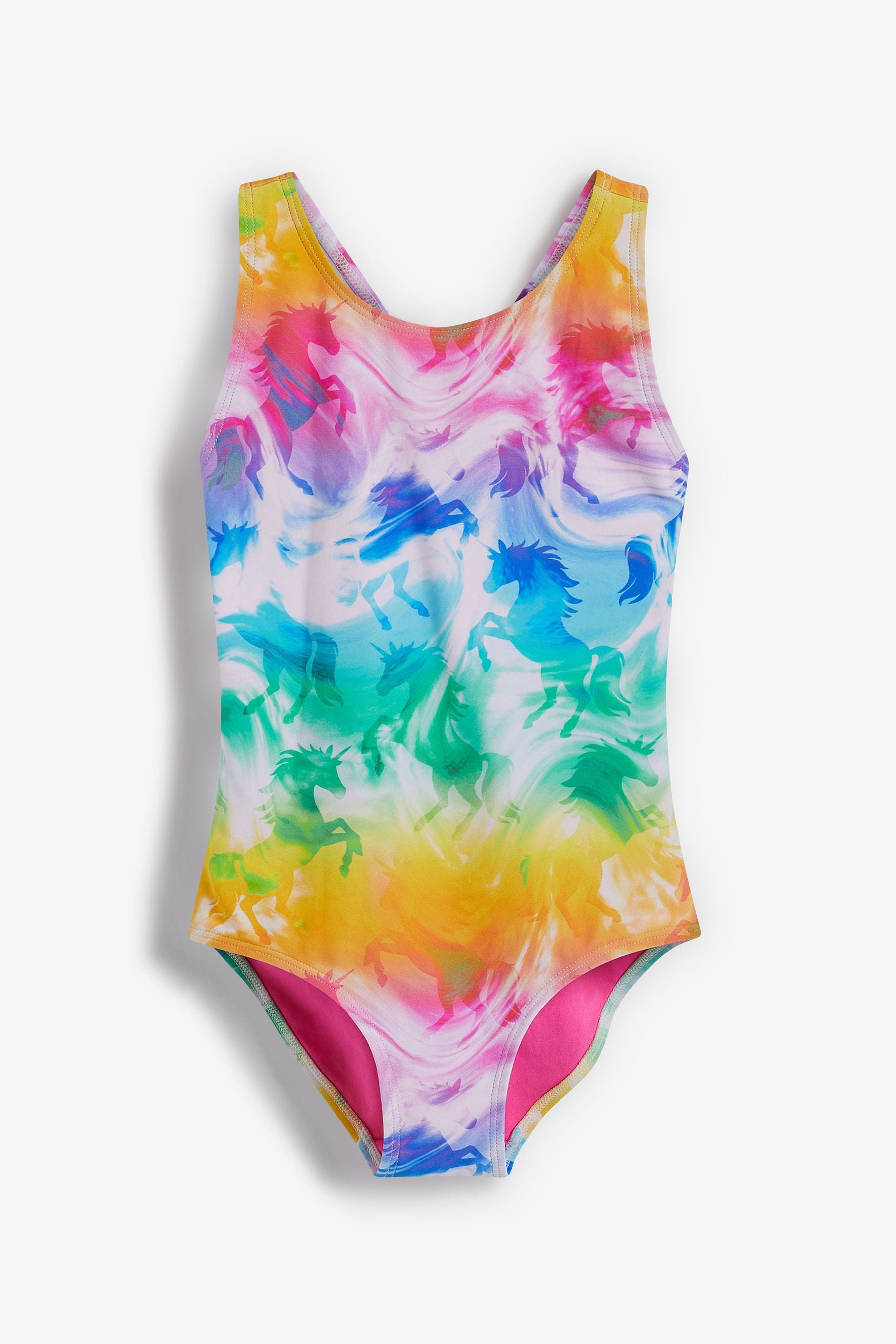 Multi Unicorn Tie Dye Sports Swimsuit (3-16yrs)