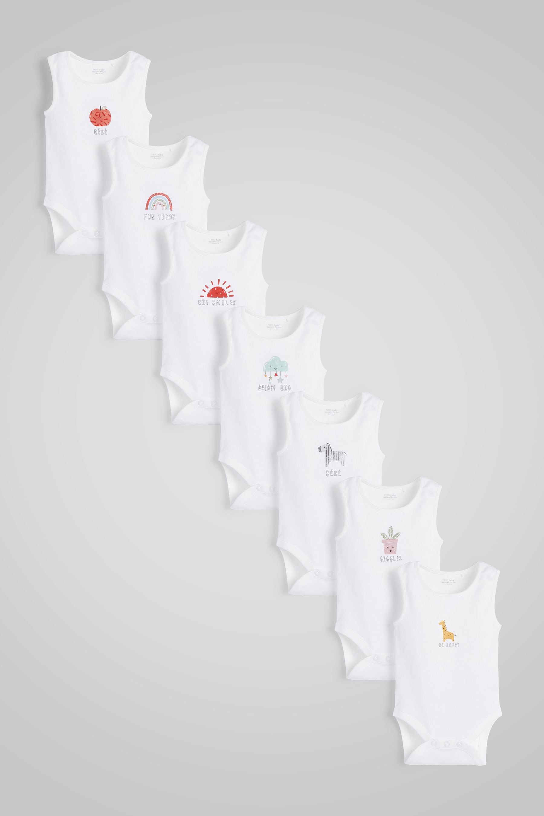 White 7 Pack Character Vests