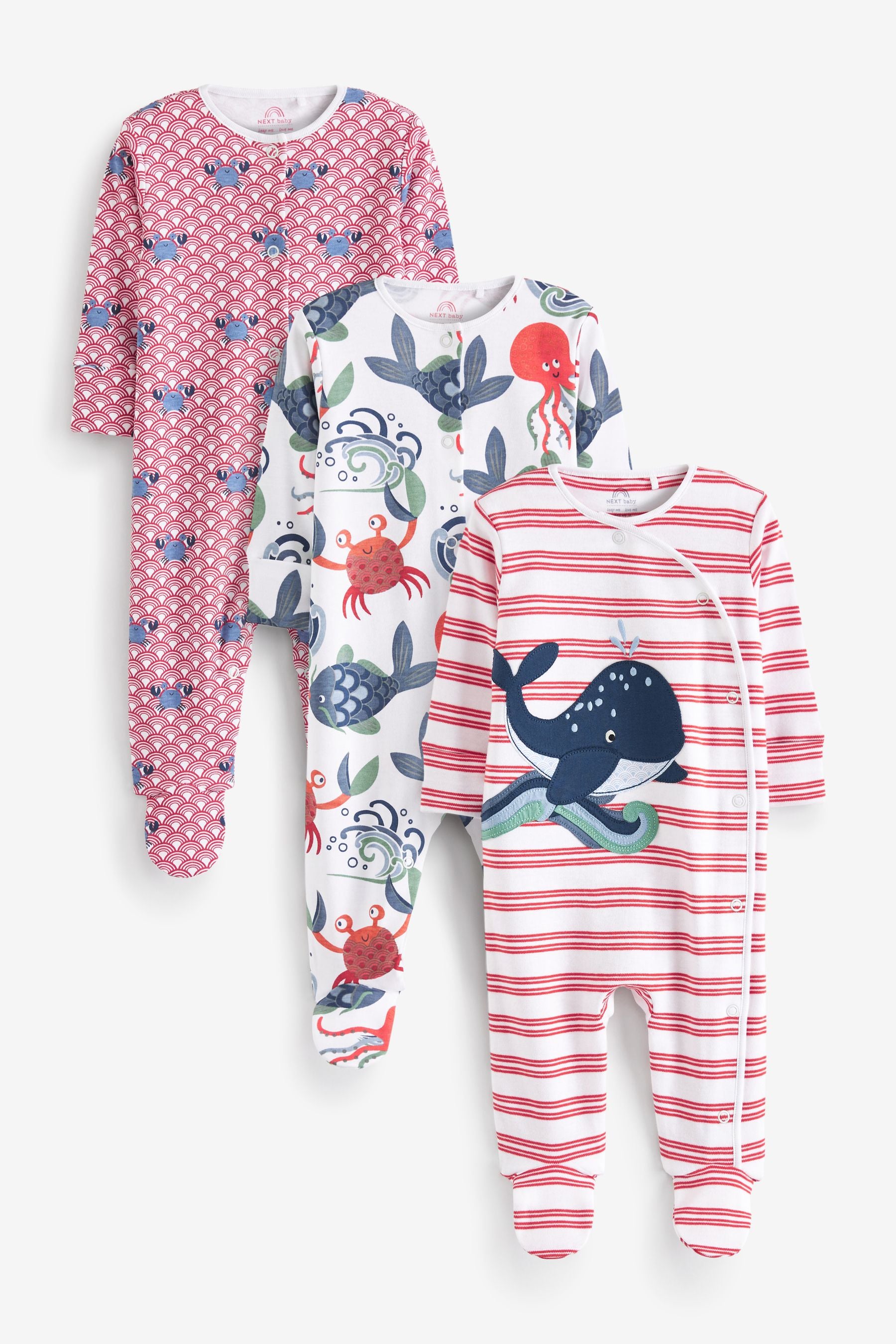 Red Baby Sleepsuits 3 Pack (0-2yrs)