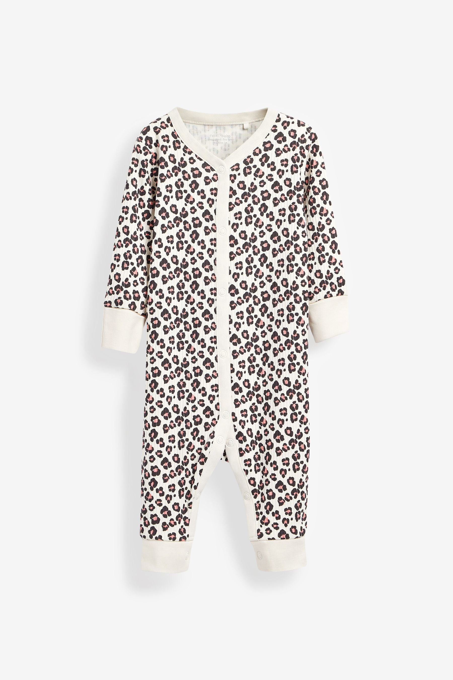 Leopard/Hearts Baby 5 Pack Printed Footless Sleepsuits (0mths-3yrs)