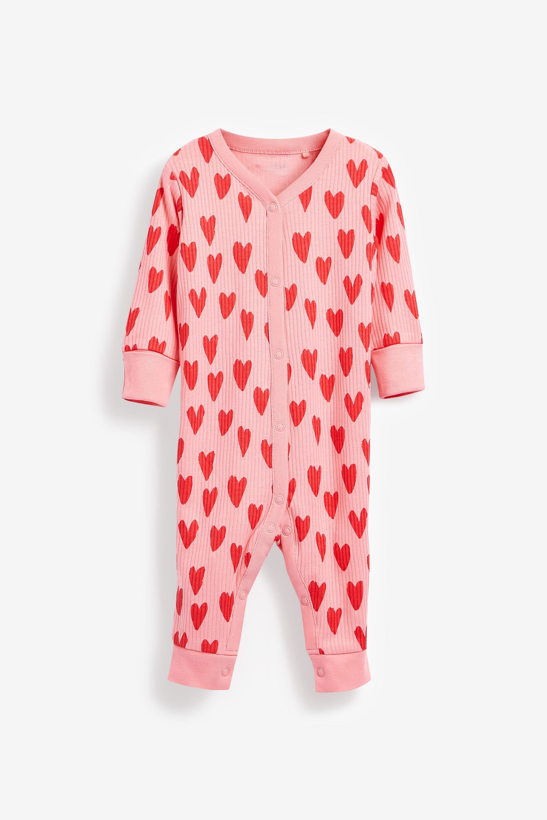 Leopard/Hearts Baby 5 Pack Printed Footless Sleepsuits (0mths-3yrs)