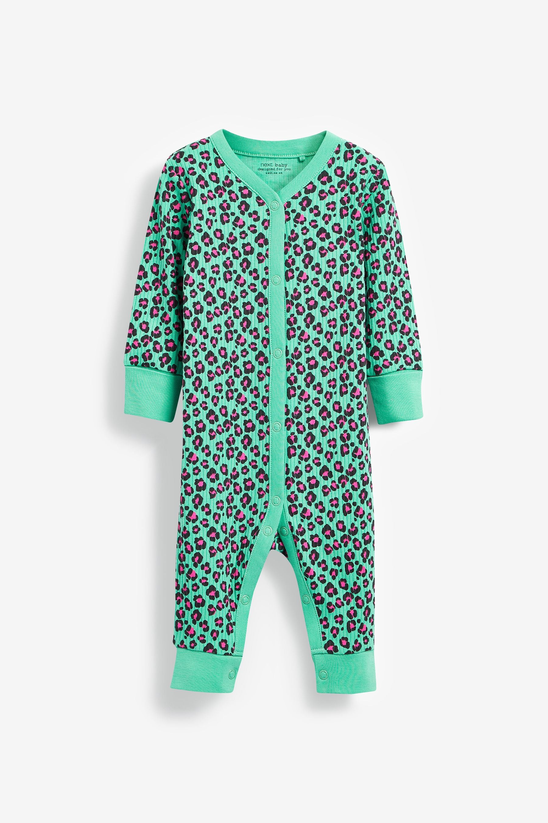 Leopard/Hearts Baby 5 Pack Printed Footless Sleepsuits (0mths-3yrs)