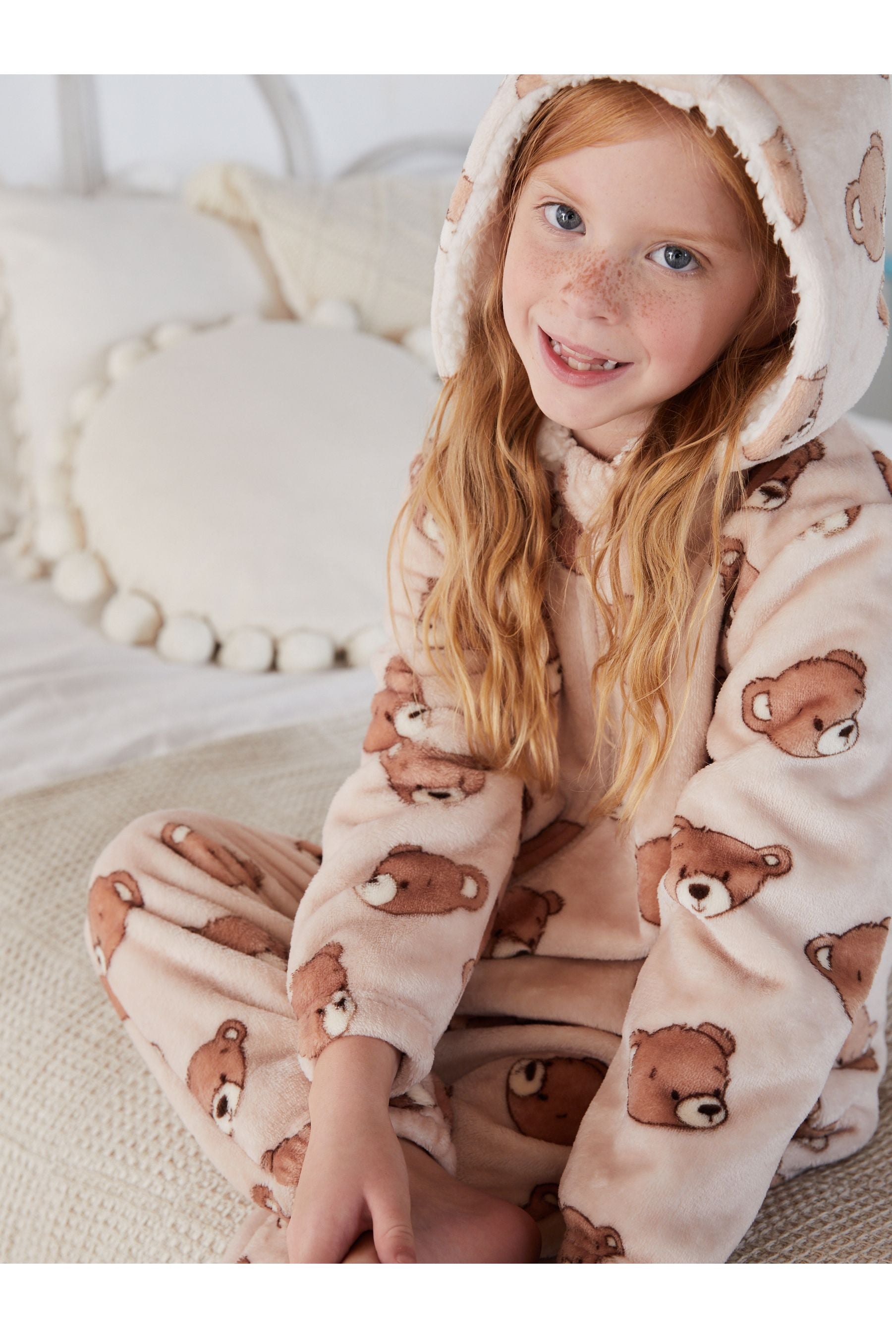 Beige Bear Fleece All-In-One (9mths-16yrs)