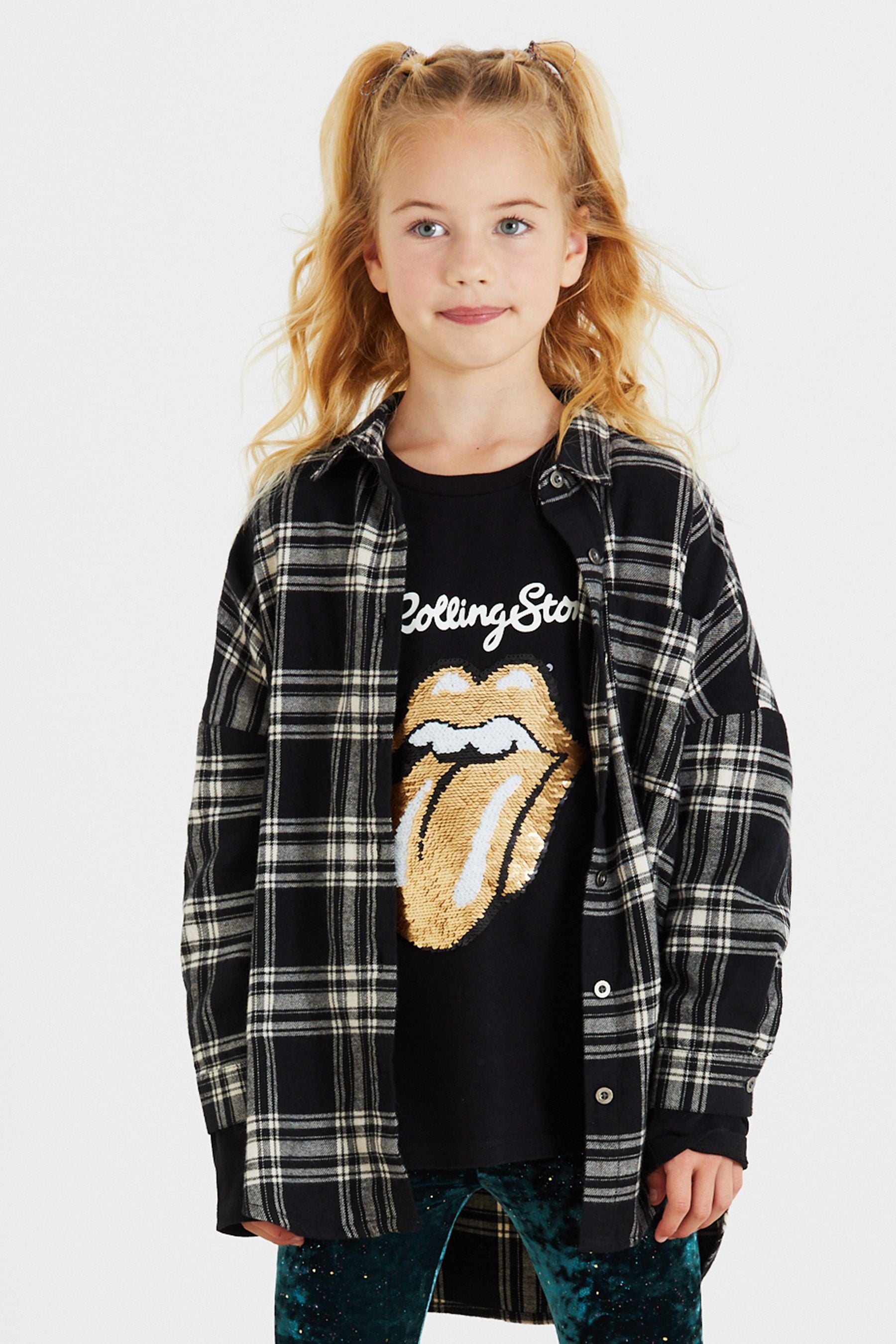 Black/Gold Rolling Stones Flippy Sequin Long Sleeved Top (3-16yrs)