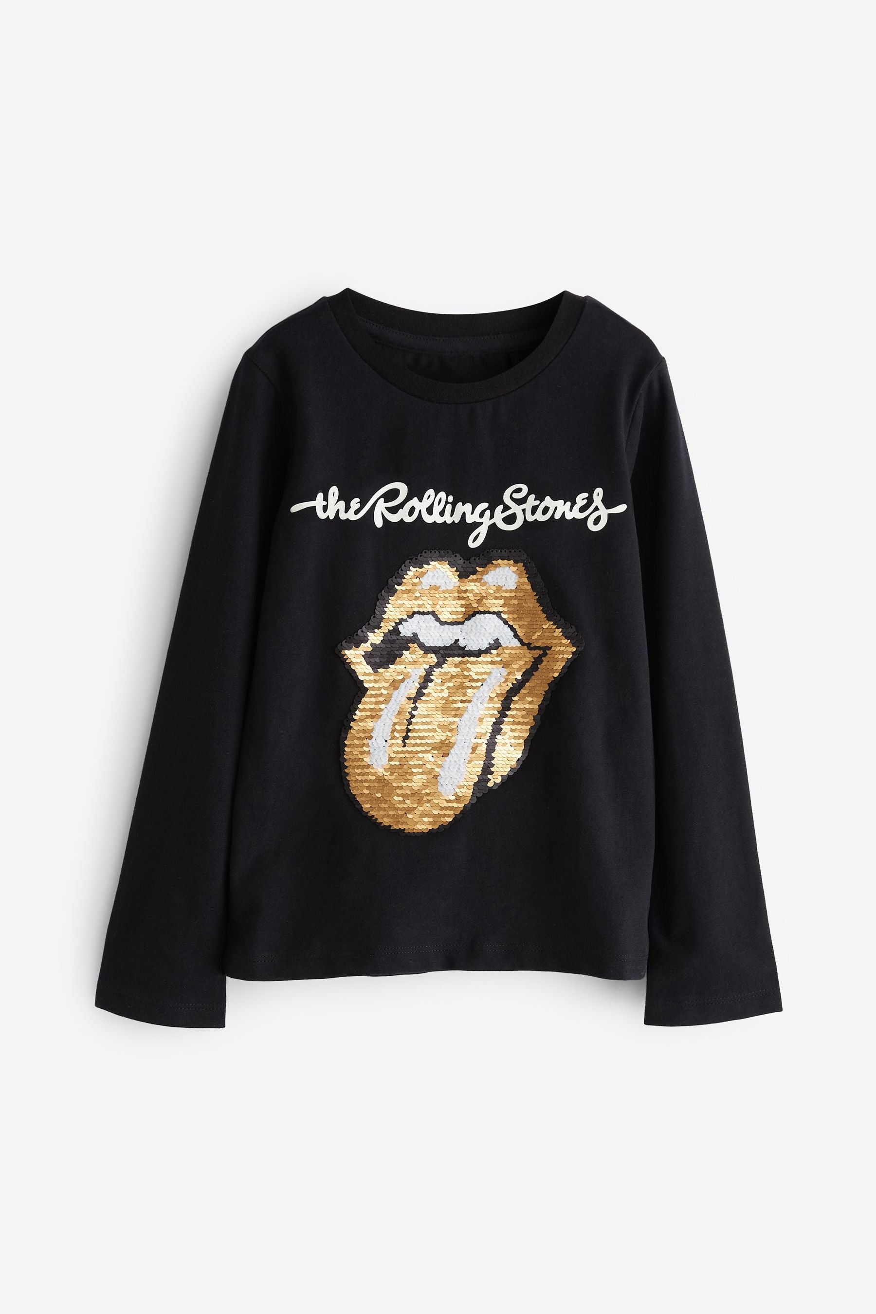 Black/Gold Rolling Stones Flippy Sequin Long Sleeved Top (3-16yrs)