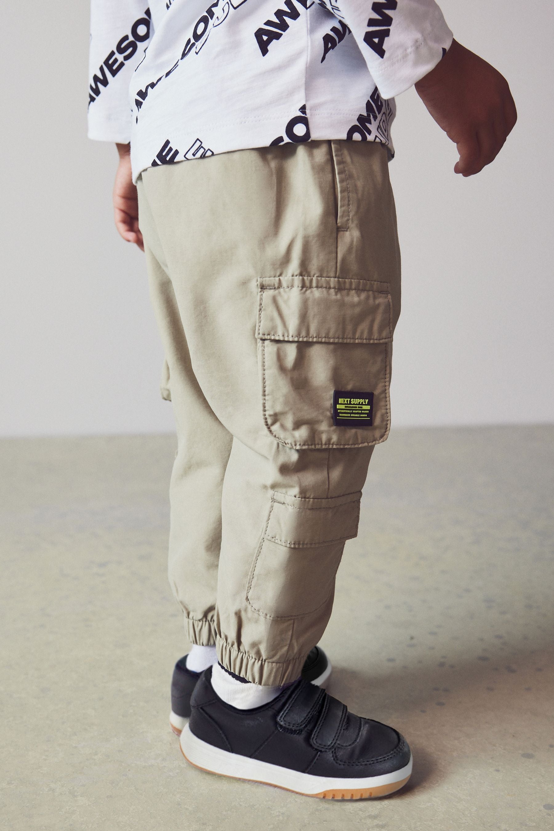 Stone Natural Multi Pocket Cargo Trousers (3mths-7yrs)