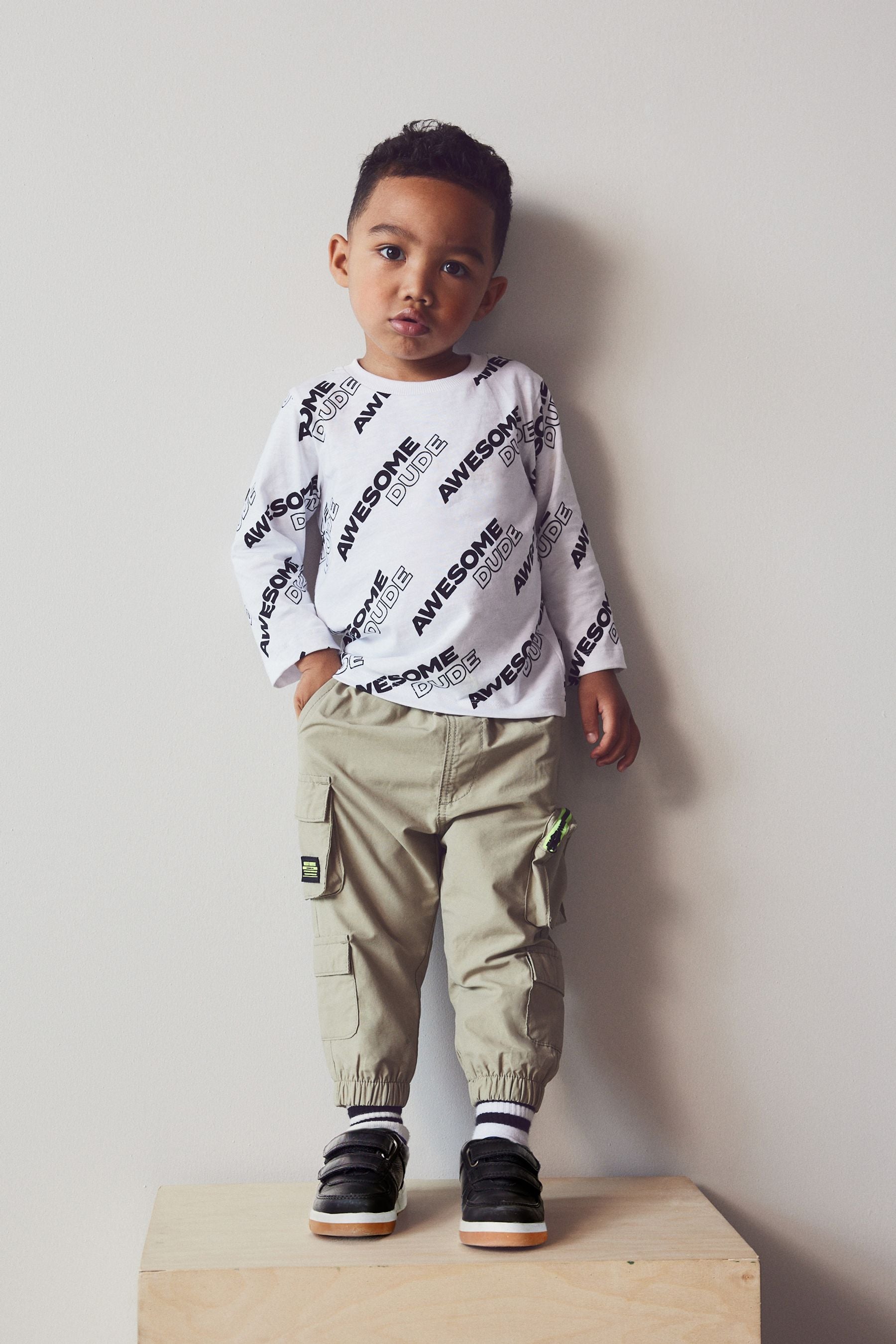 Stone Natural Multi Pocket Cargo Trousers (3mths-7yrs)